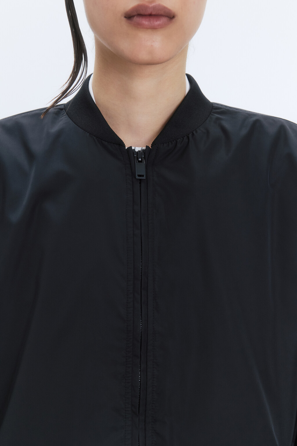 Куртка-бомбер oversize с подкладкой в полоску - цвет черный - 9