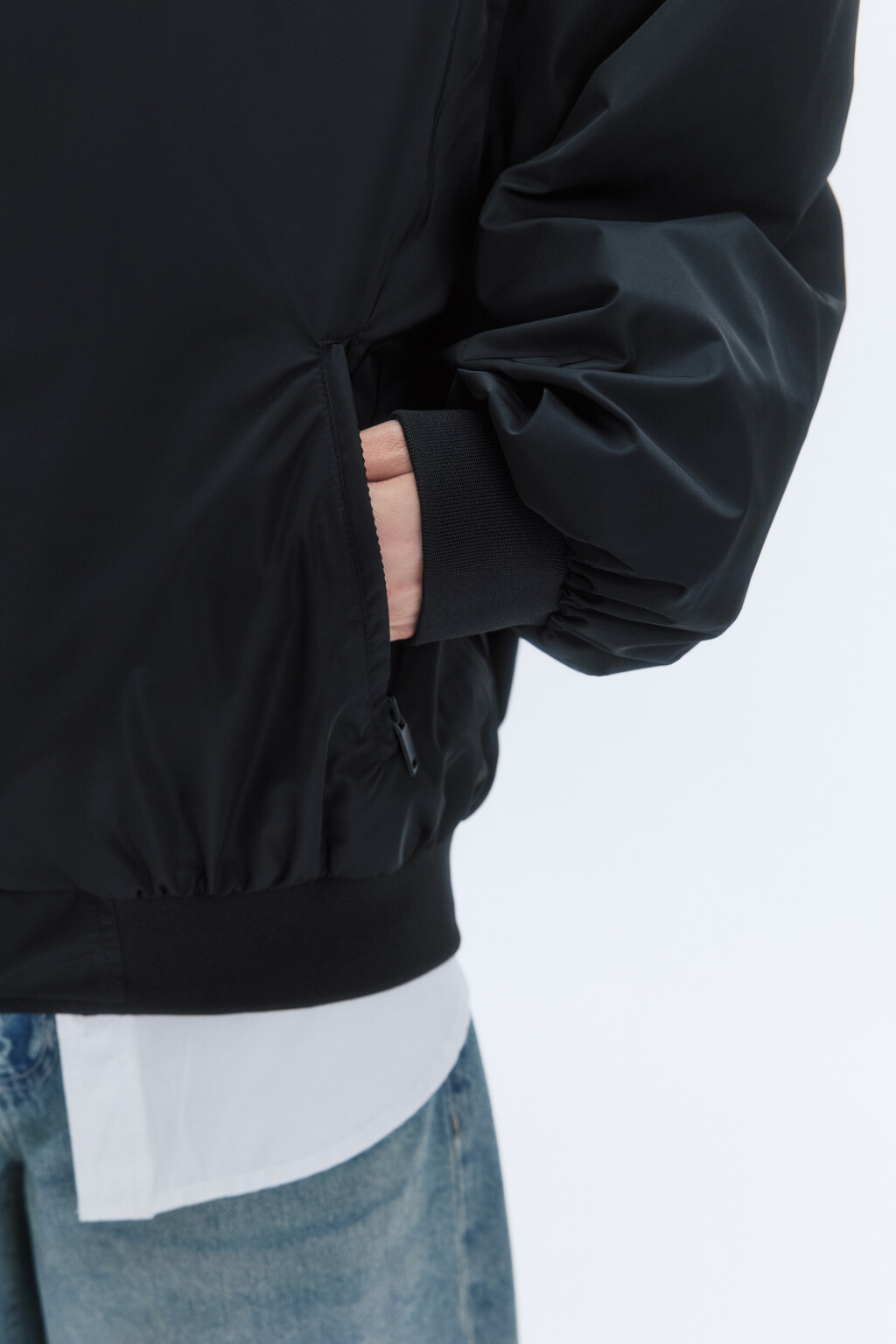 Куртка-бомбер oversize с подкладкой в полоску - цвет черный - 10