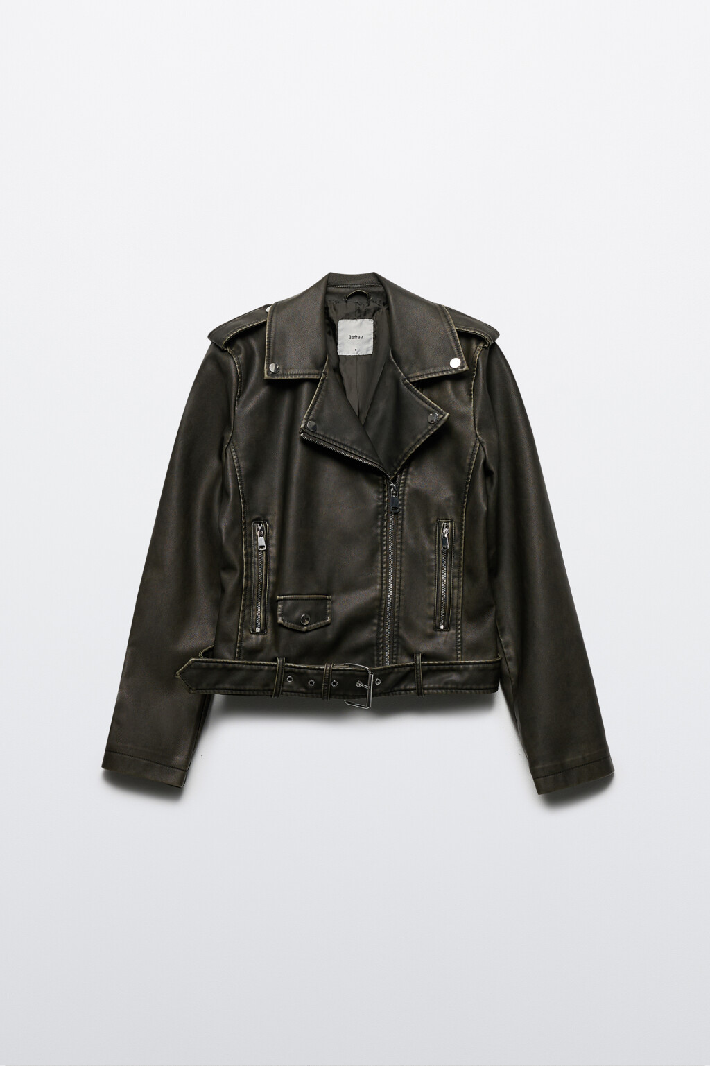 Куртка-косуха из искусственной кожи с вареным эффектом - цвет зеленый - 10