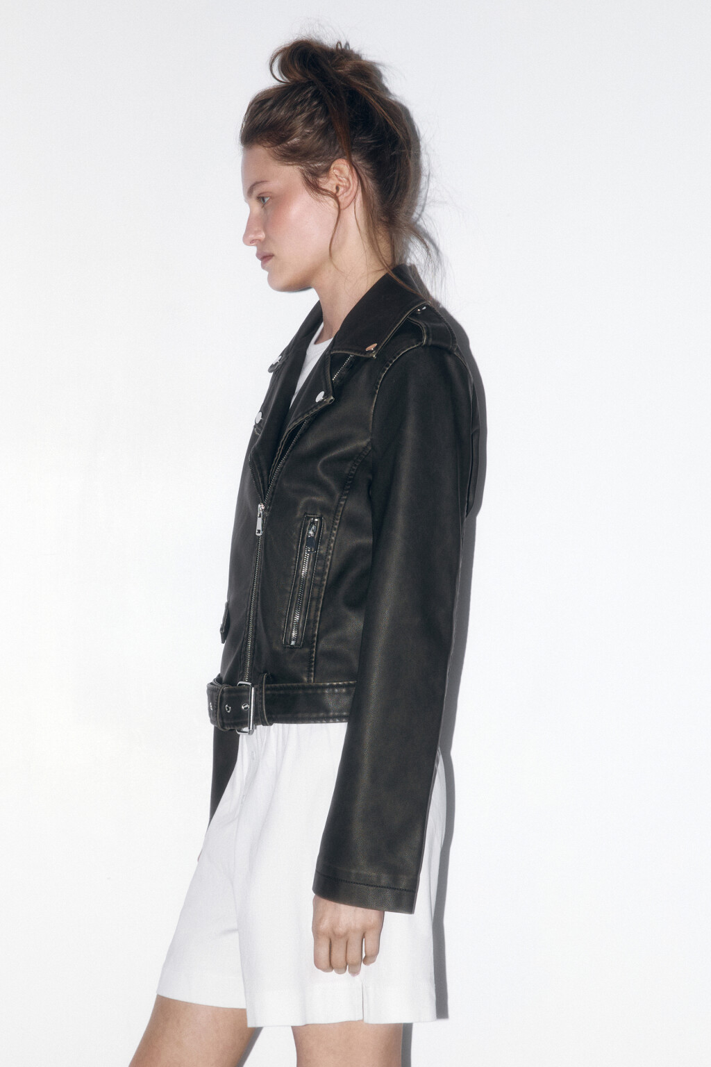 Куртка-косуха из искусственной кожи с вареным эффектом - цвет зеленый - 3