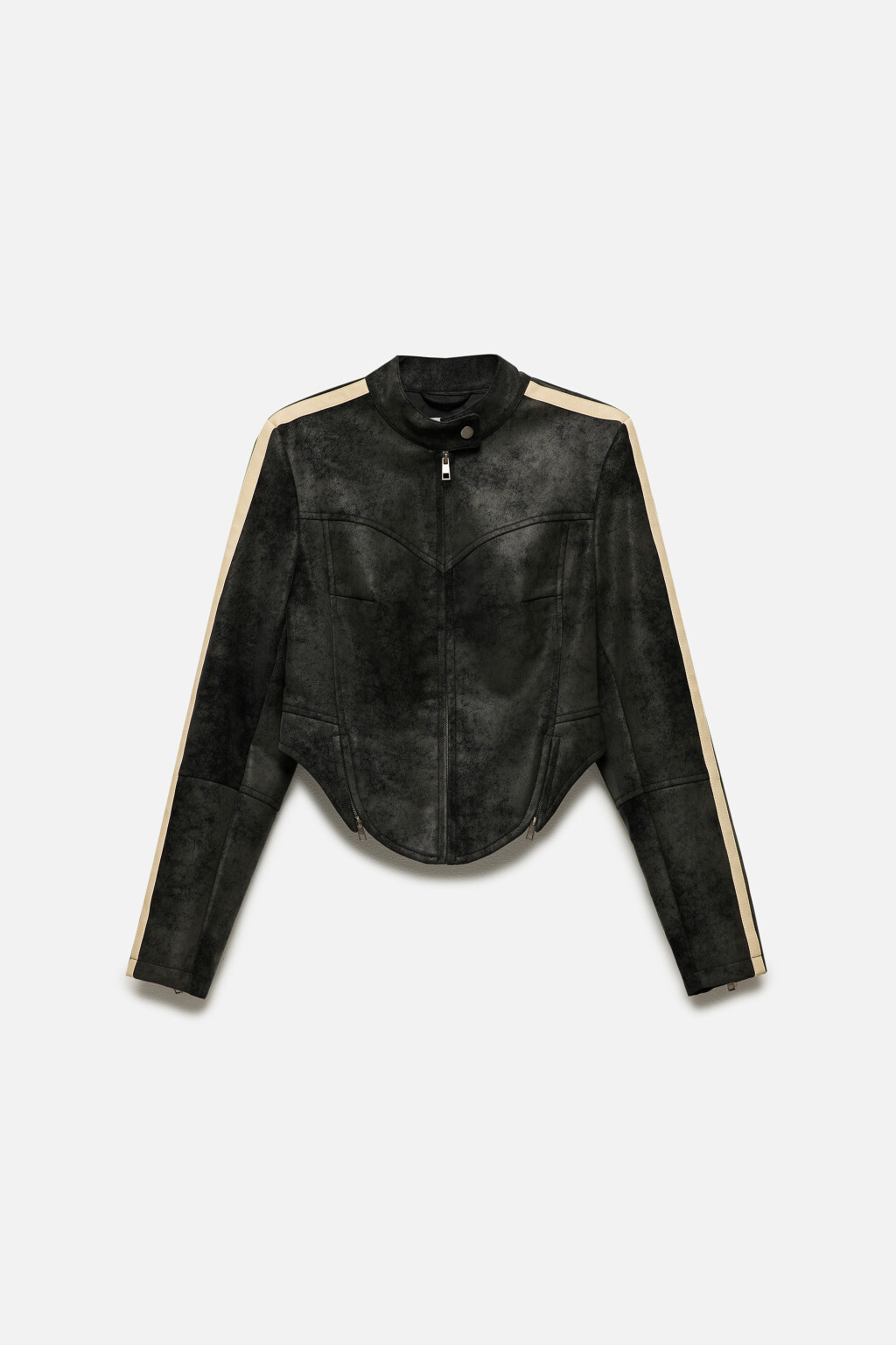 Куртка в мотостиле с состаренным эффектом - цвет черный - 12
