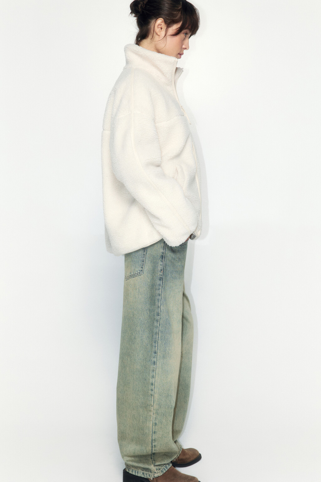 Куртка из искусственного меха с утеплением - цвет молочный - 4