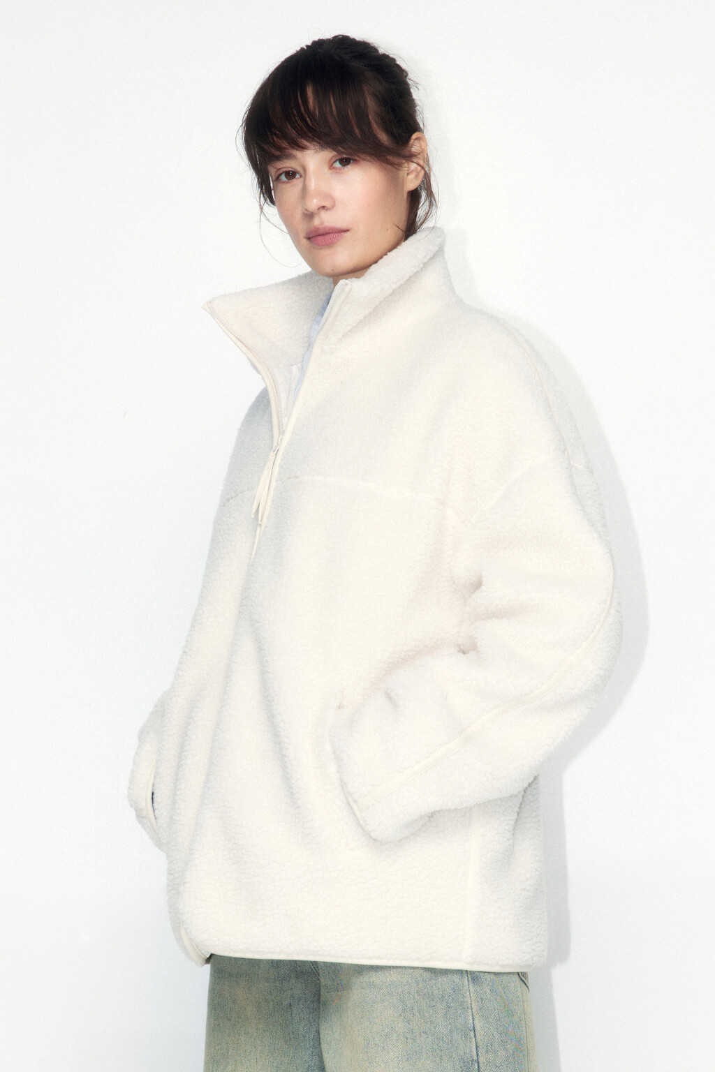 Куртка из искусственного меха с утеплением - цвет молочный - 1