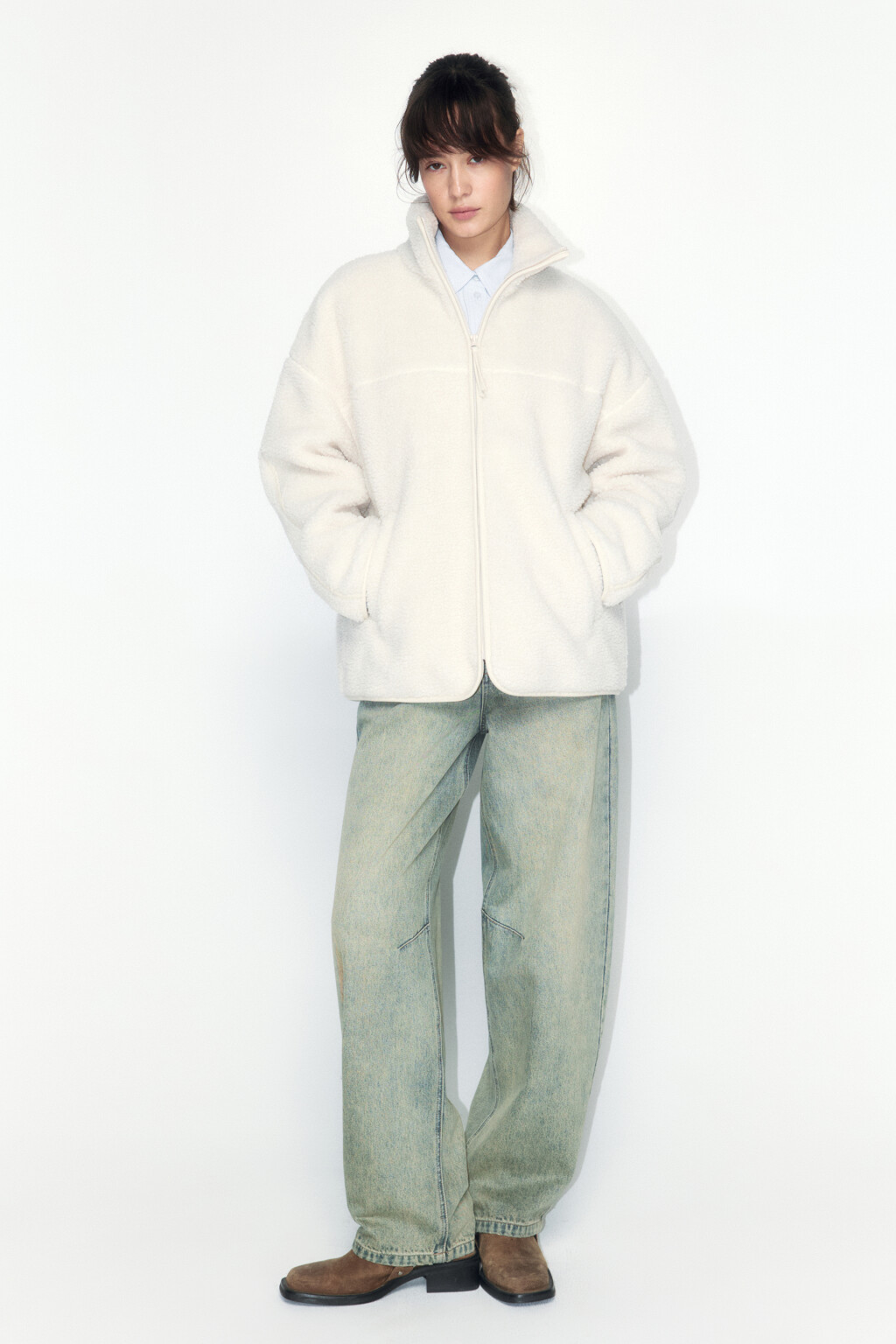 Куртка из искусственного меха с утеплением - цвет молочный - 5