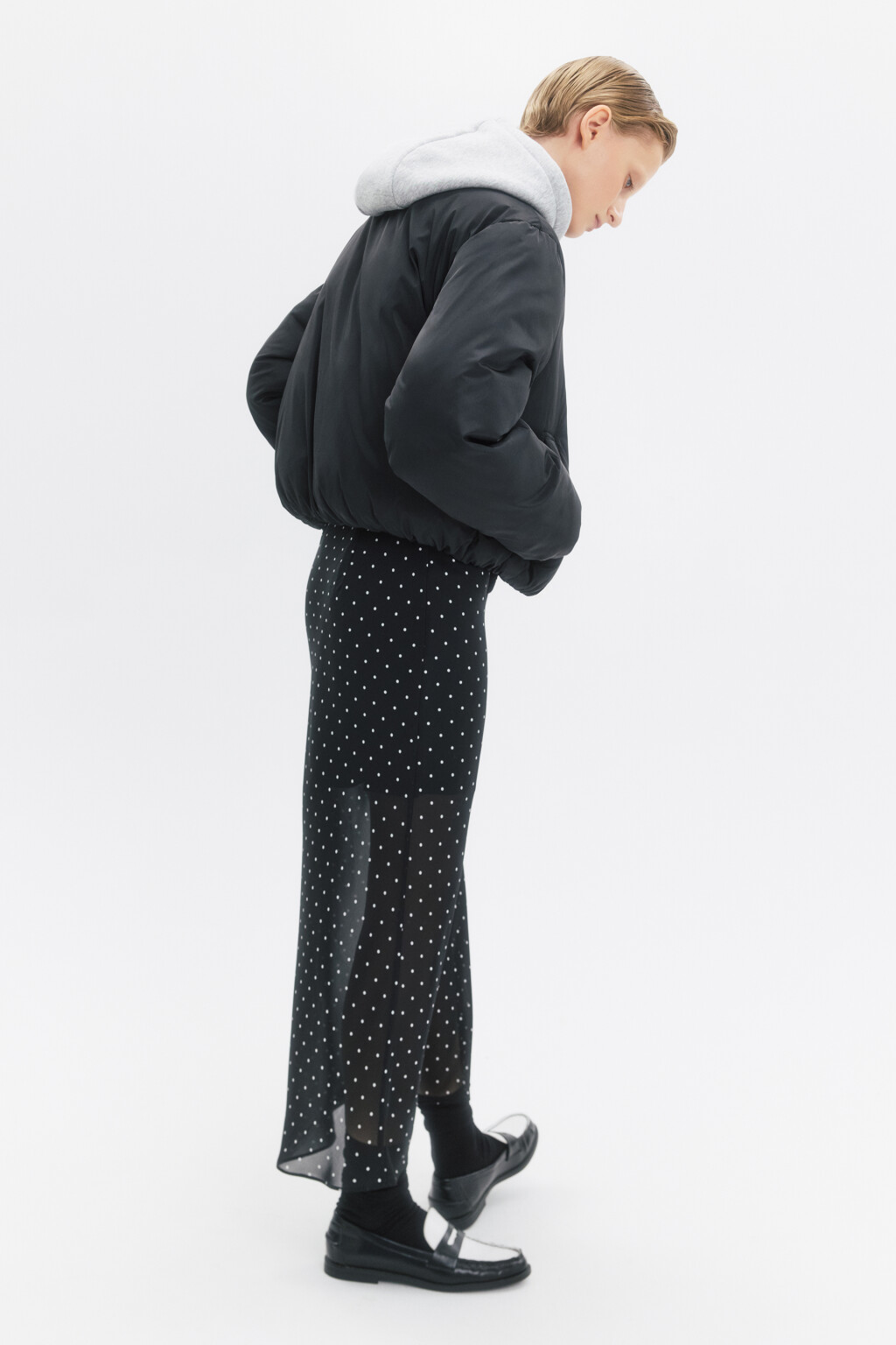 Куртка-бомбер утепленная со съемным капюшоном - цвет черный - 2