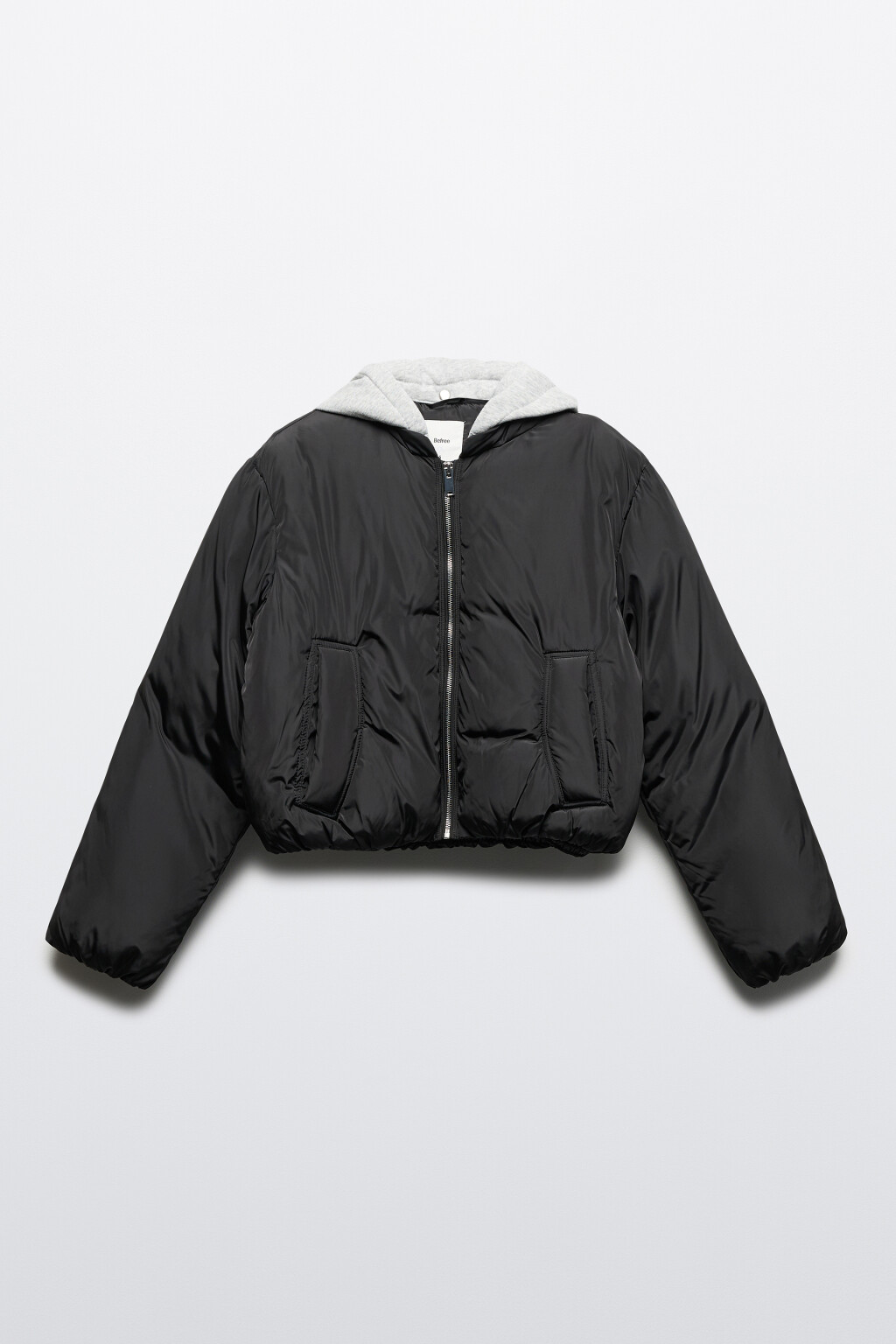 Куртка-бомбер утепленная со съемным капюшоном - цвет черный - 10