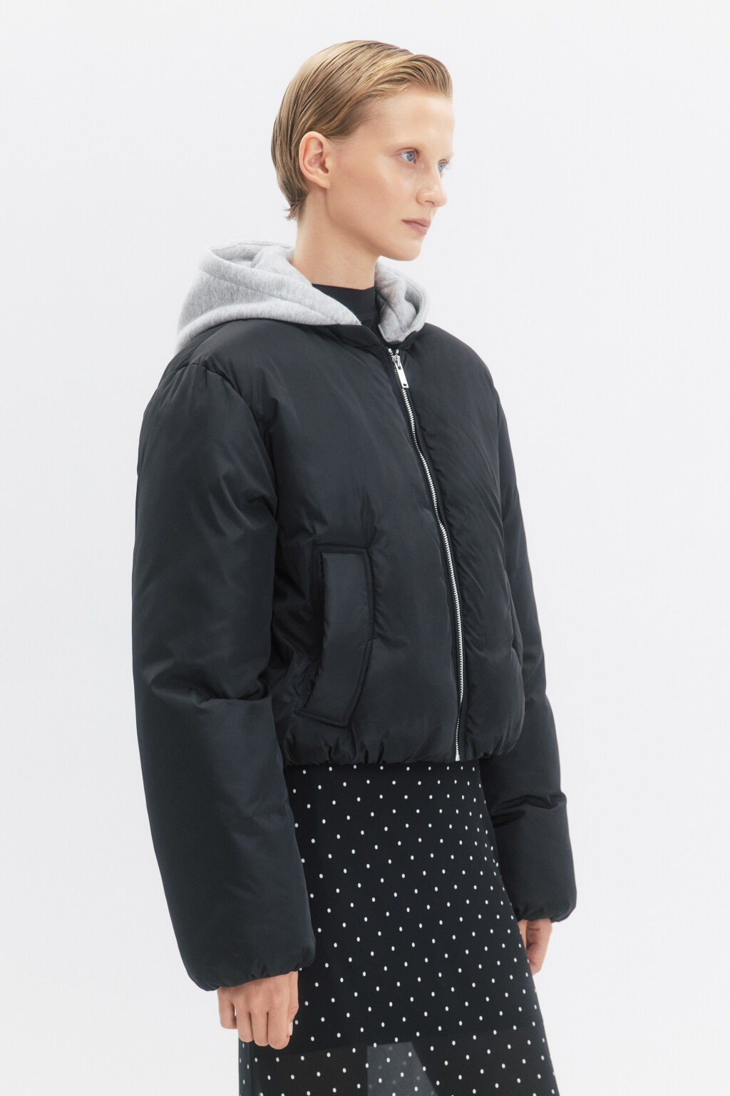 Куртка-бомбер утепленная со съемным капюшоном - цвет черный - 5