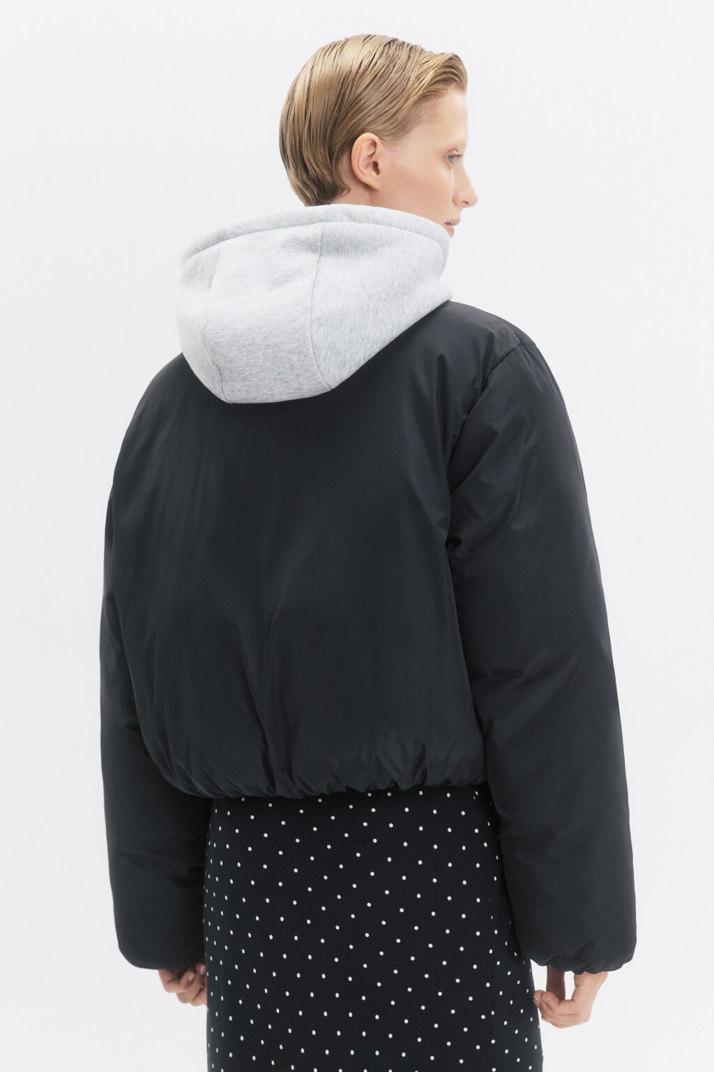 Куртка-бомбер утепленная со съемным капюшоном - цвет черный - 6