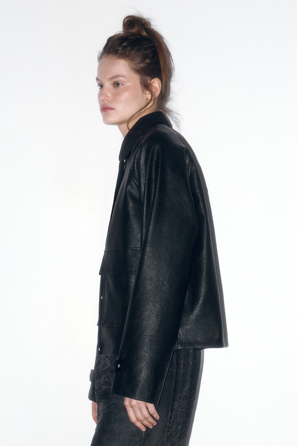 Куртка-рубашка с вельветовым воротником - цвет черный - 3