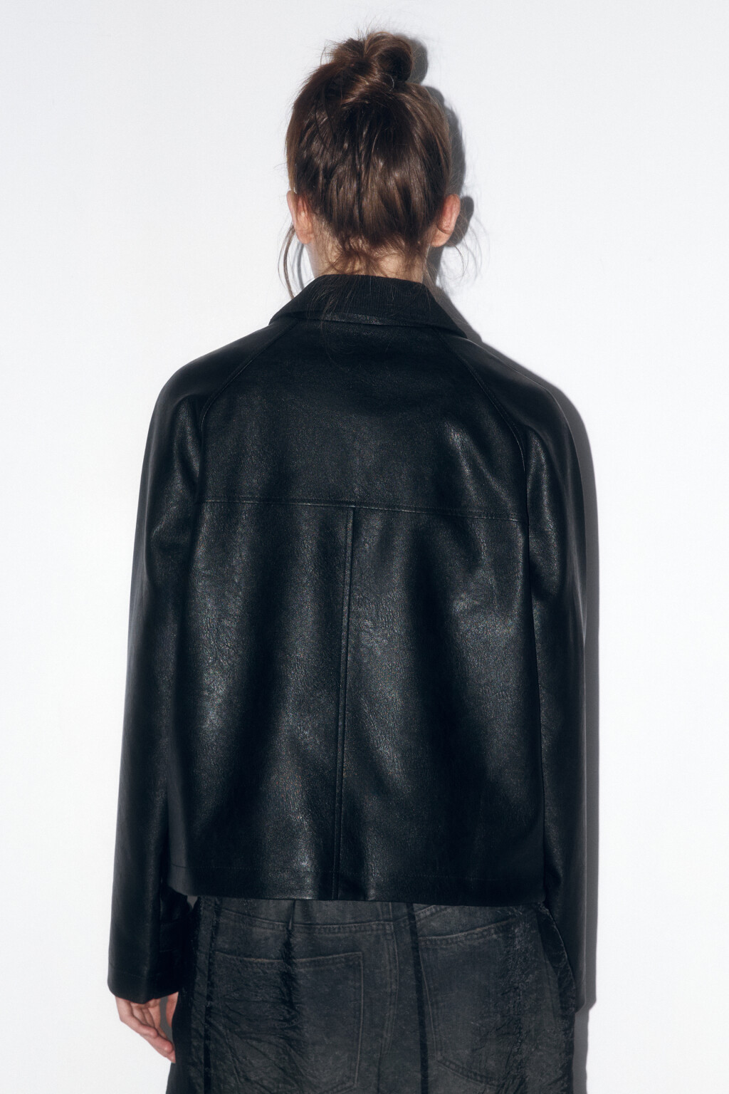 Куртка-рубашка с вельветовым воротником - цвет черный - 4