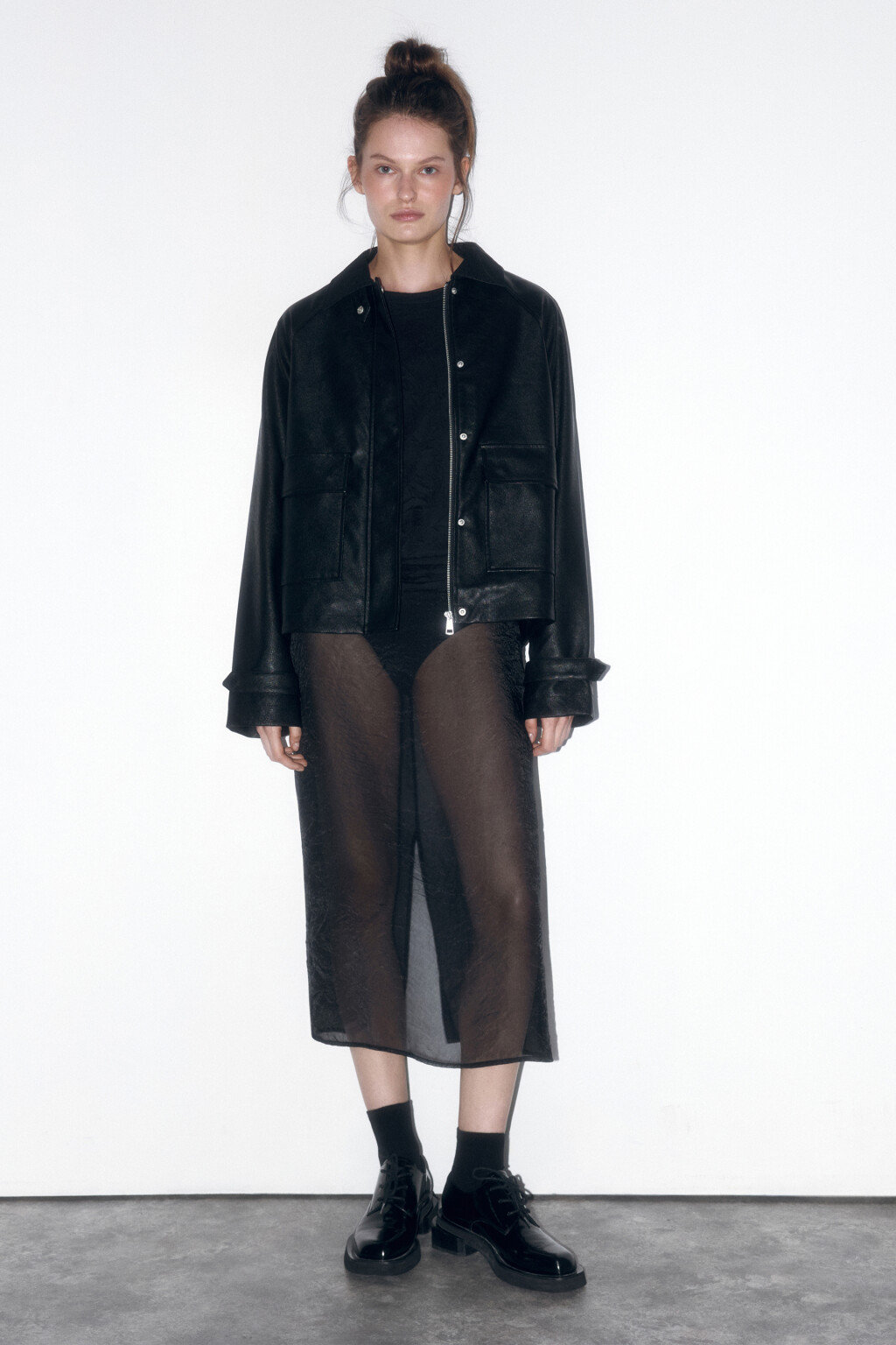 Куртка-рубашка с вельветовым воротником - цвет черный - 5