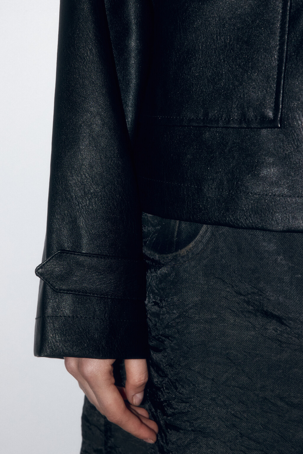 Куртка-рубашка с вельветовым воротником - цвет черный - 8