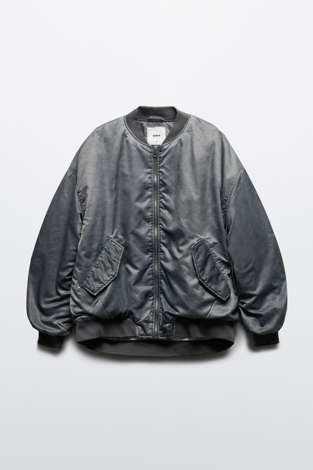 Куртка-бомбер утепленная с вареным эффектом - цвет серый - 10