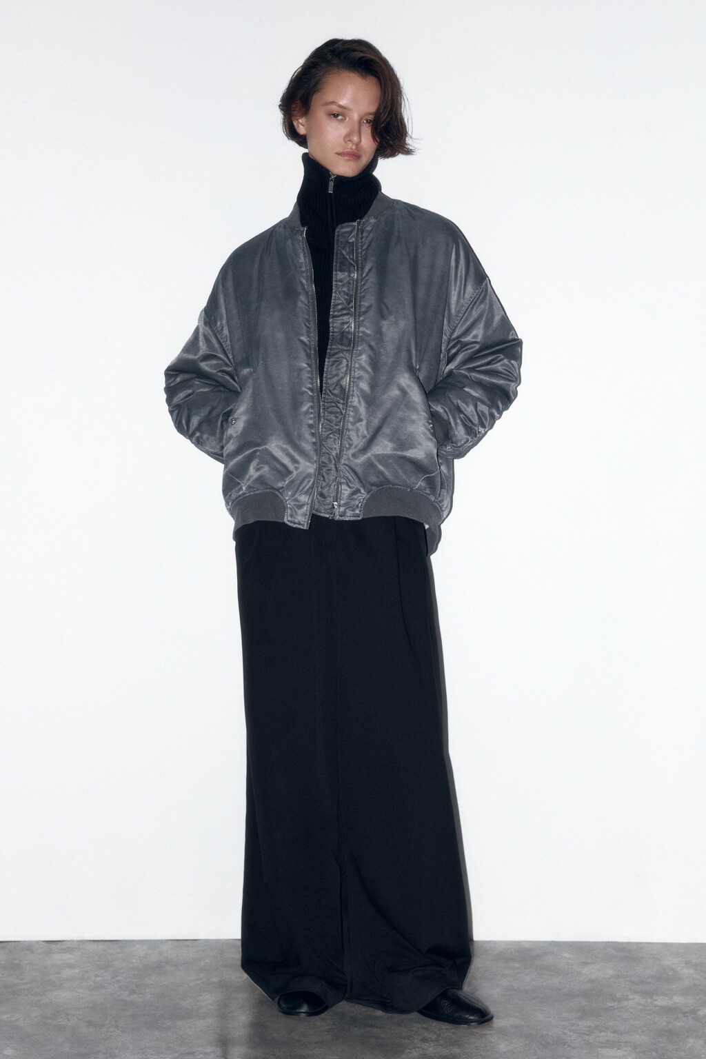 Куртка-бомбер утепленная с вареным эффектом - цвет серый - 5