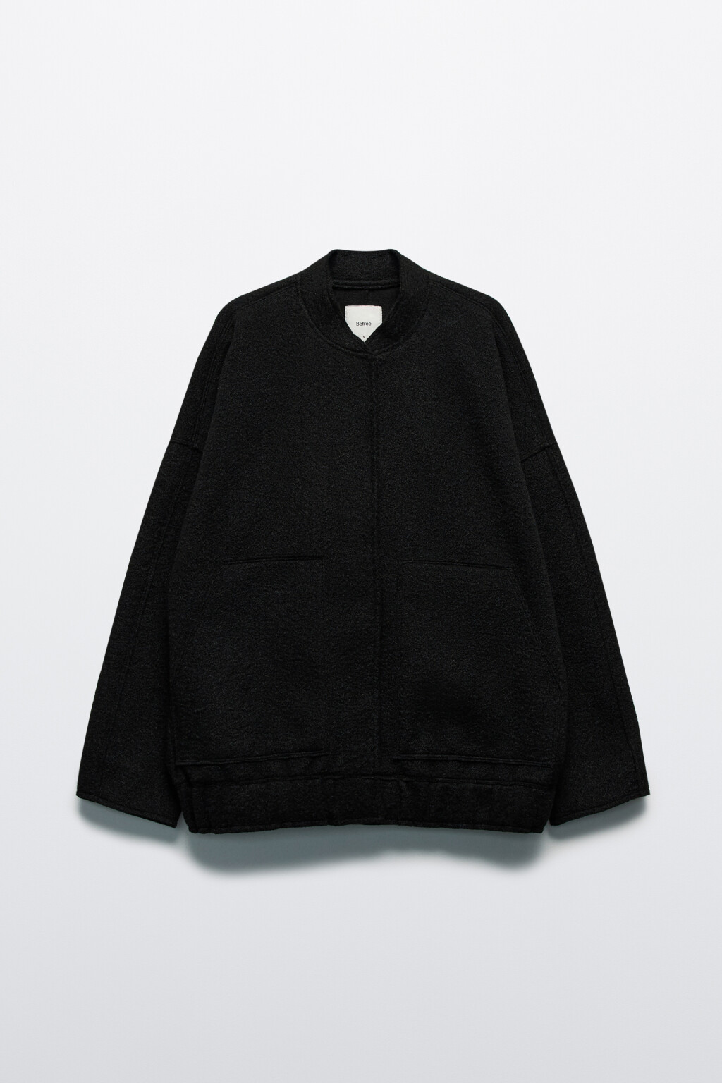 Куртка-бомбер oversize из ворсистой ткани - цвет черный - 9