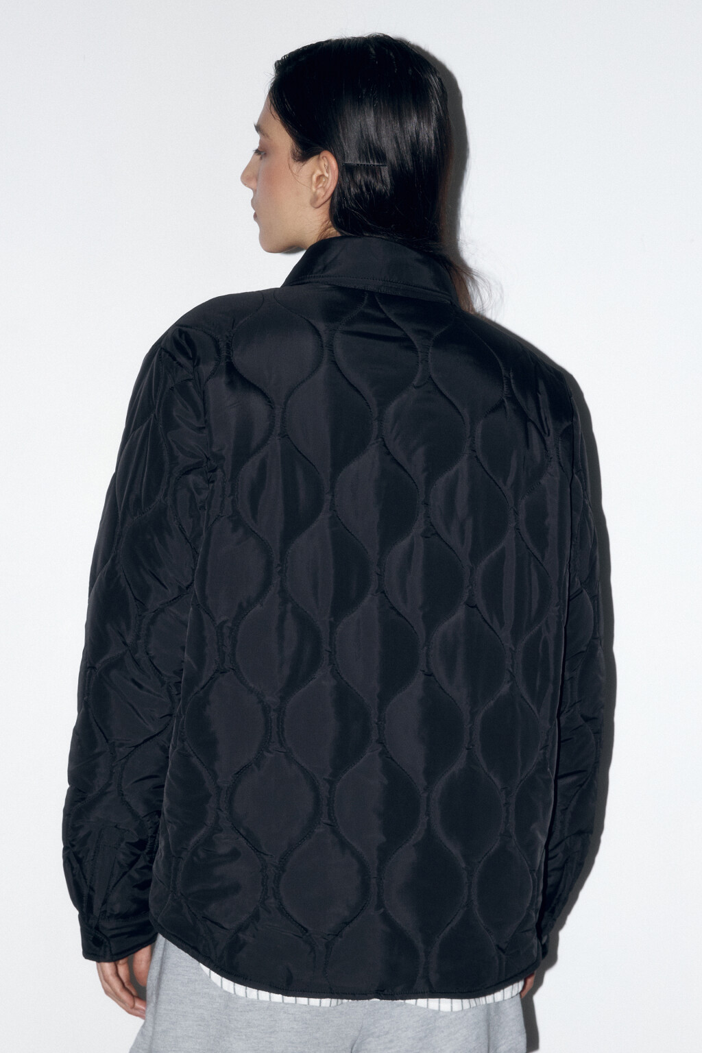 Куртка-рубашка стеганая ультралегкая - цвет черный - 4