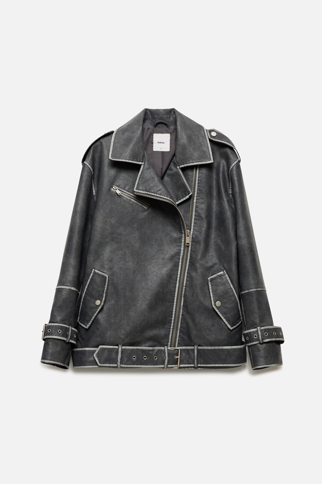 Куртка-косуха oversize с состаренным эффектом - цвет серый - 10