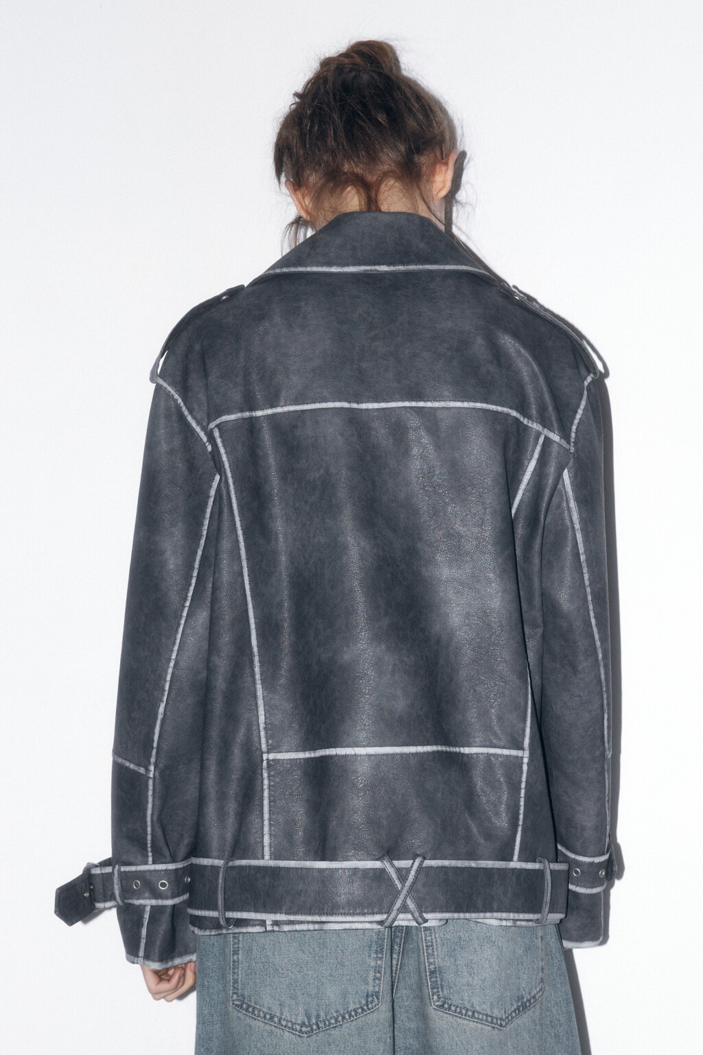 Куртка-косуха oversize с состаренным эффектом - цвет серый - 5