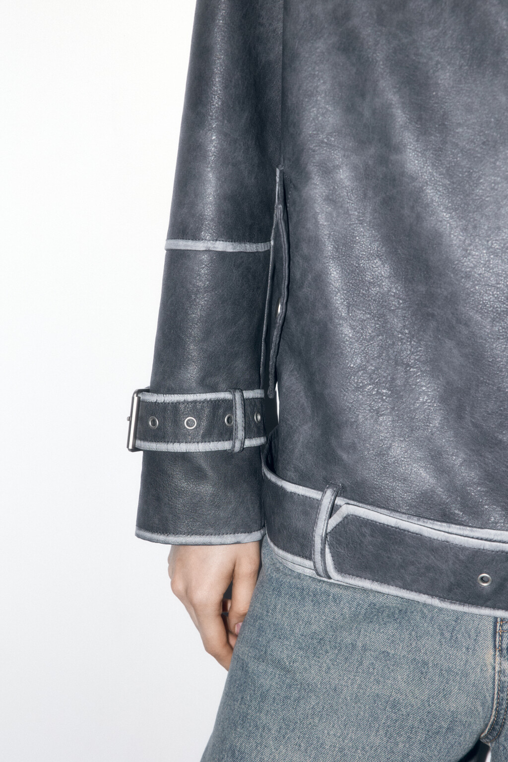 Куртка-косуха oversize с состаренным эффектом - цвет серый - 7