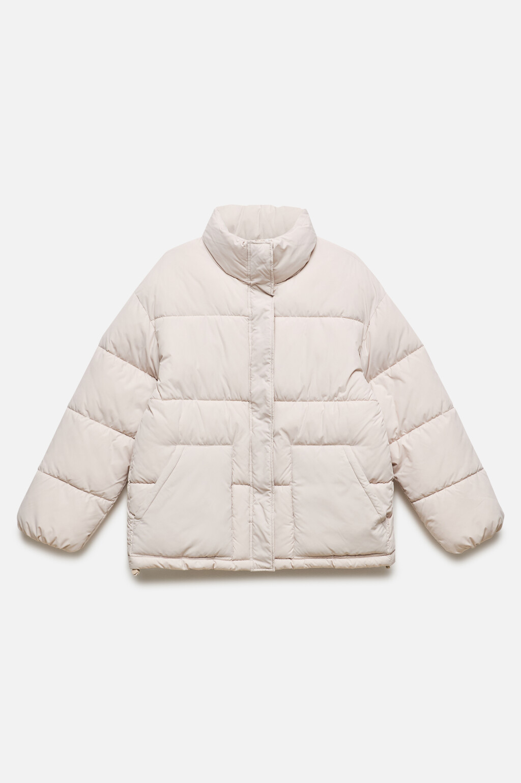 Куртка oversize стеганая с воротником-стойкой - цвет бежевый - 10
