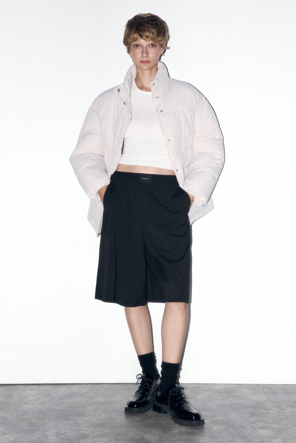 Куртка oversize стеганая с воротником-стойкой - цвет бежевый - 6