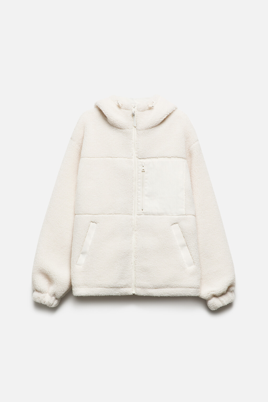 Куртка из искусственного меха с вельветовыми карманами - цвет молочный - 9