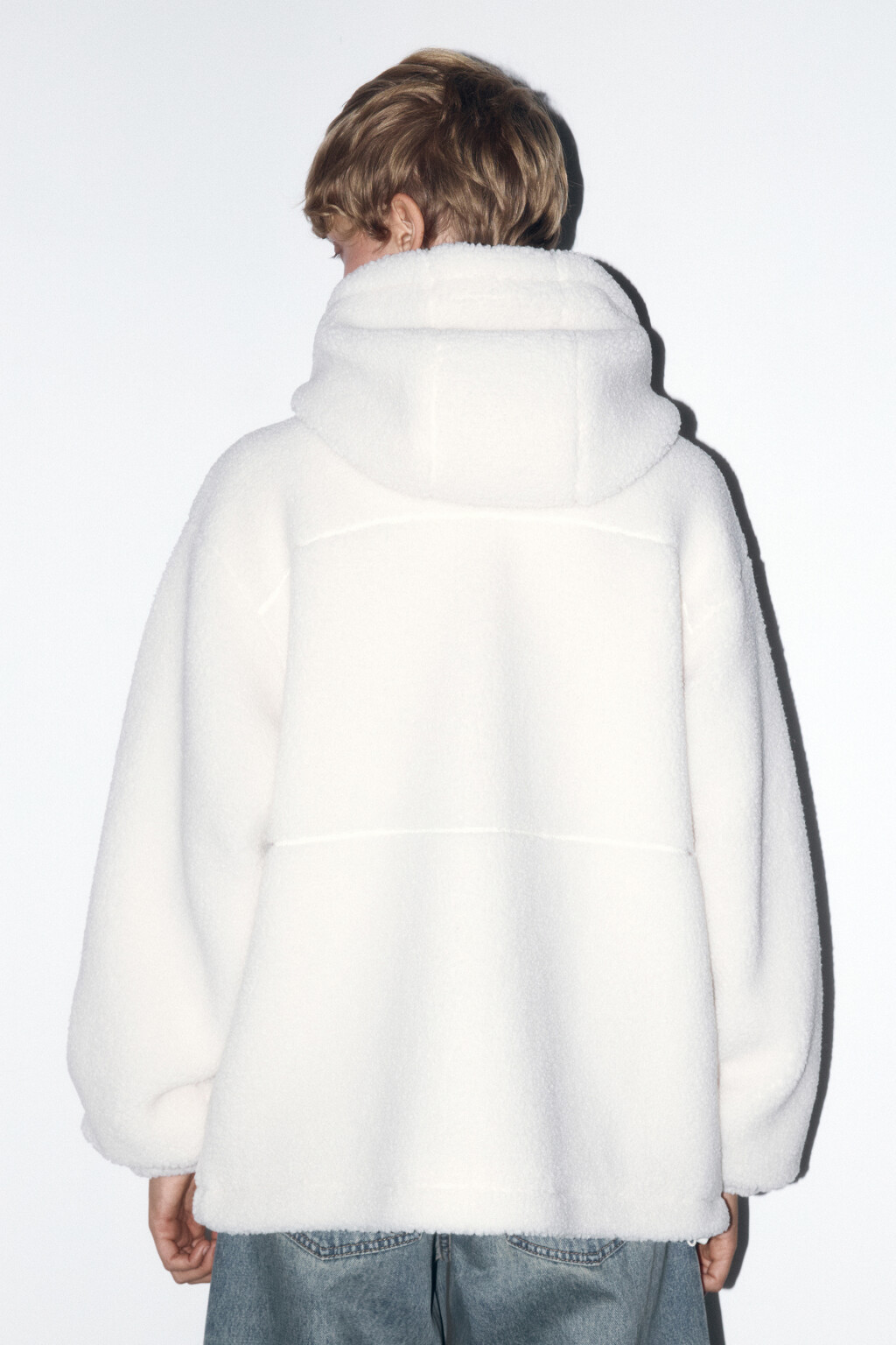 Куртка из искусственного меха с вельветовыми карманами - цвет молочный - 4