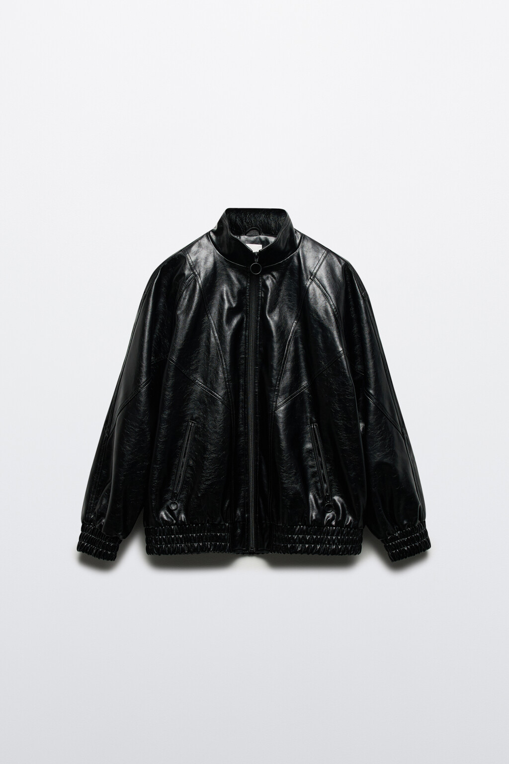 Куртка-олимпийка oversize из искусственной кожи - цвет черный - 13