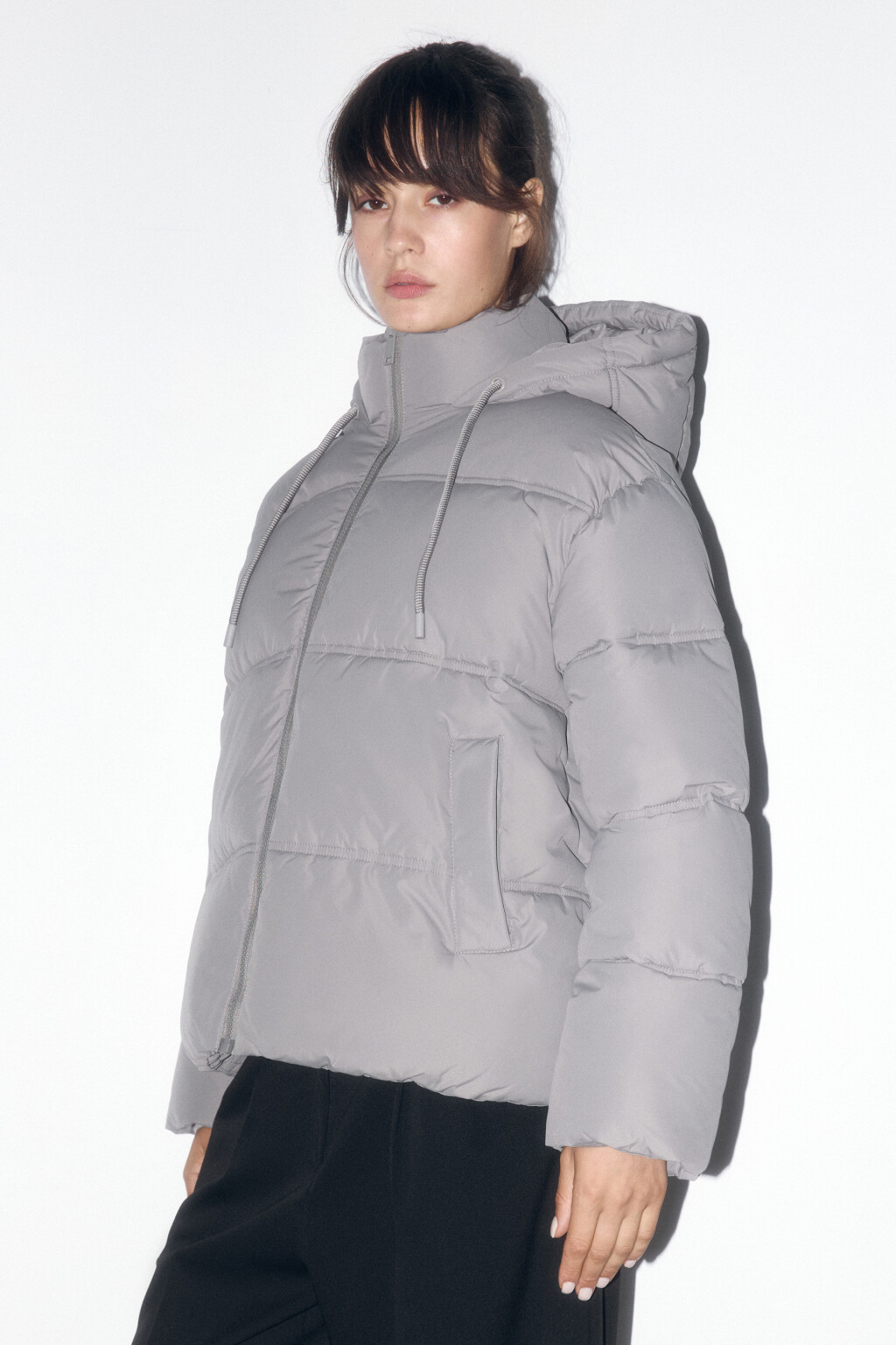 Куртка стеганая утепленная с капюшоном - цвет зеленый - 3