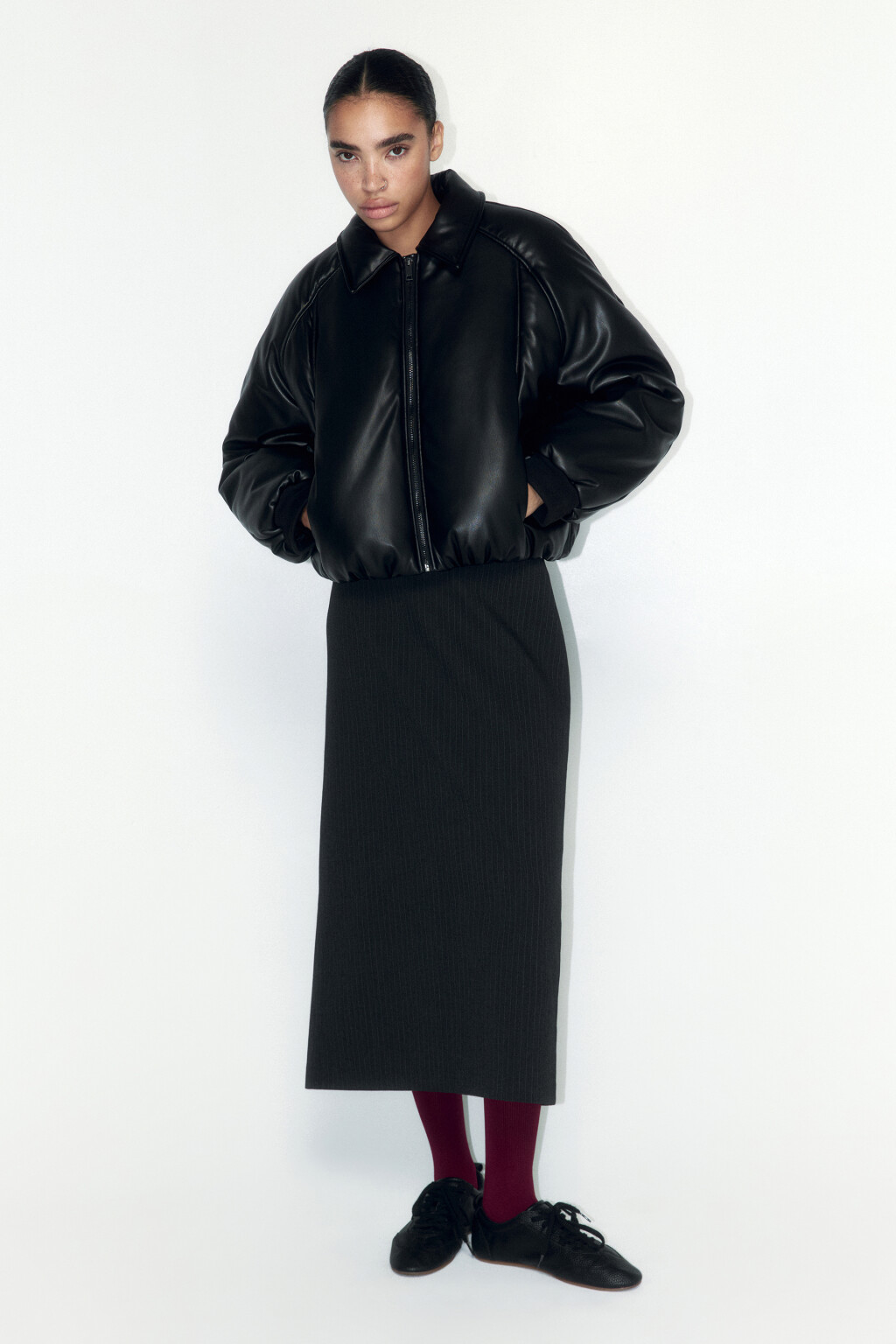 Куртка oversize из искусственной кожи - цвет черный - 4