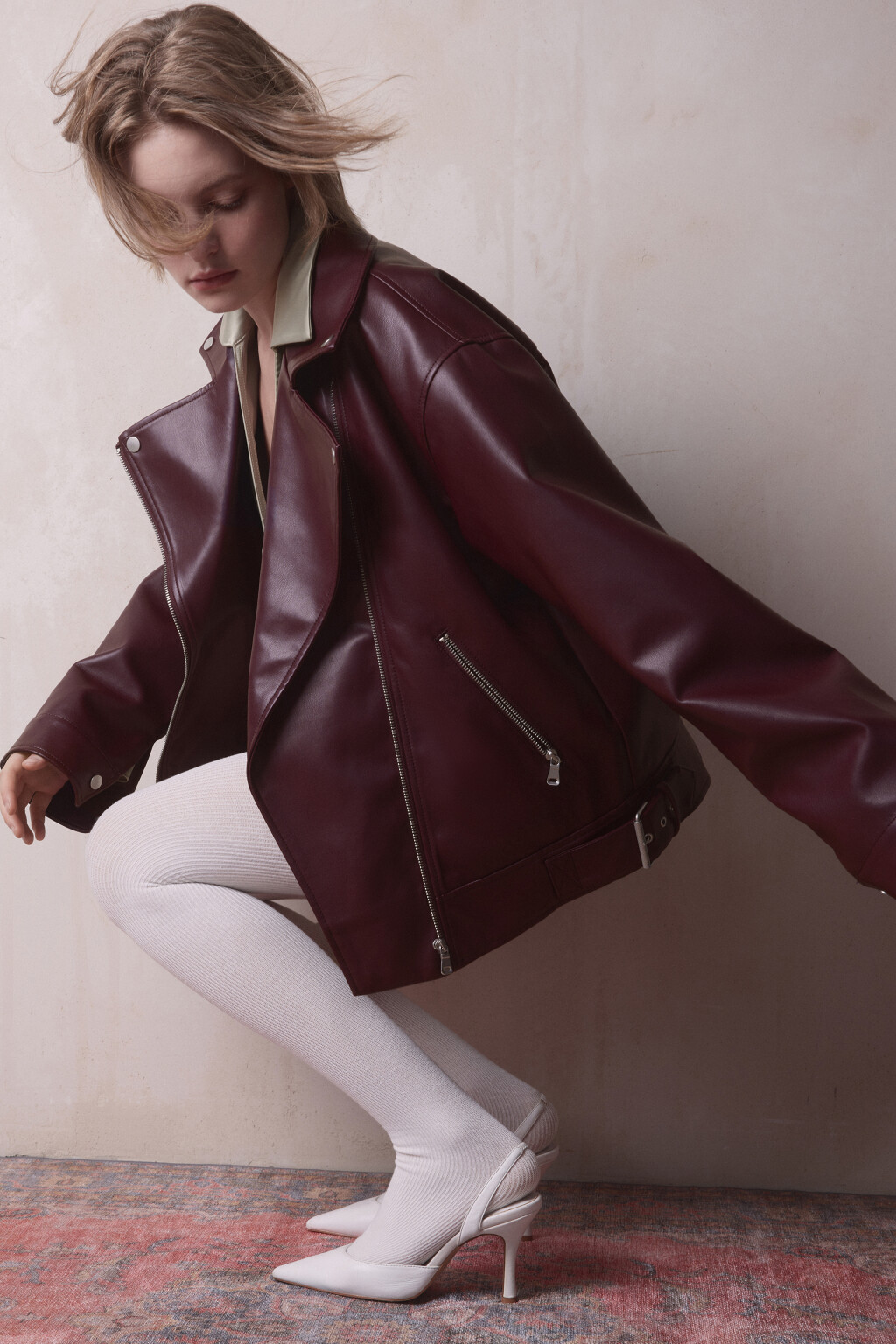 Куртка-косуха из искусственной кожи - цвет бордовый - 10