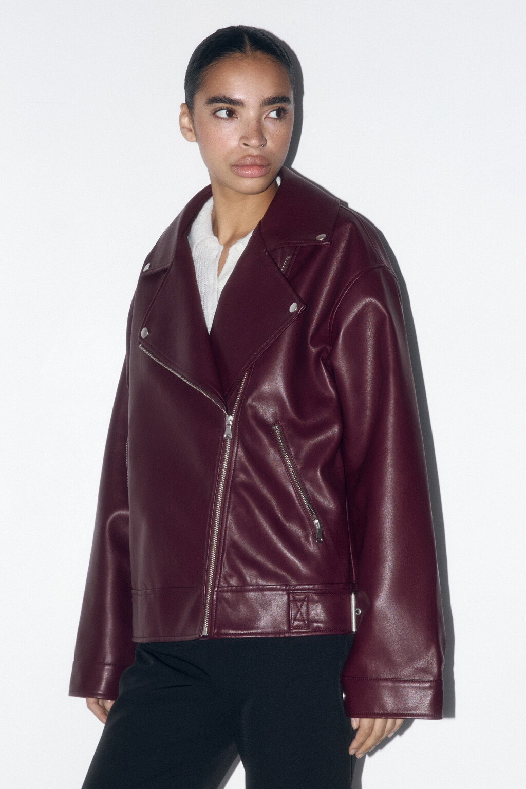 Куртка-косуха из искусственной кожи - цвет бордовый - 1