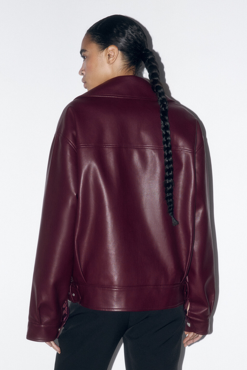 Куртка-косуха из искусственной кожи - цвет бордовый - 3