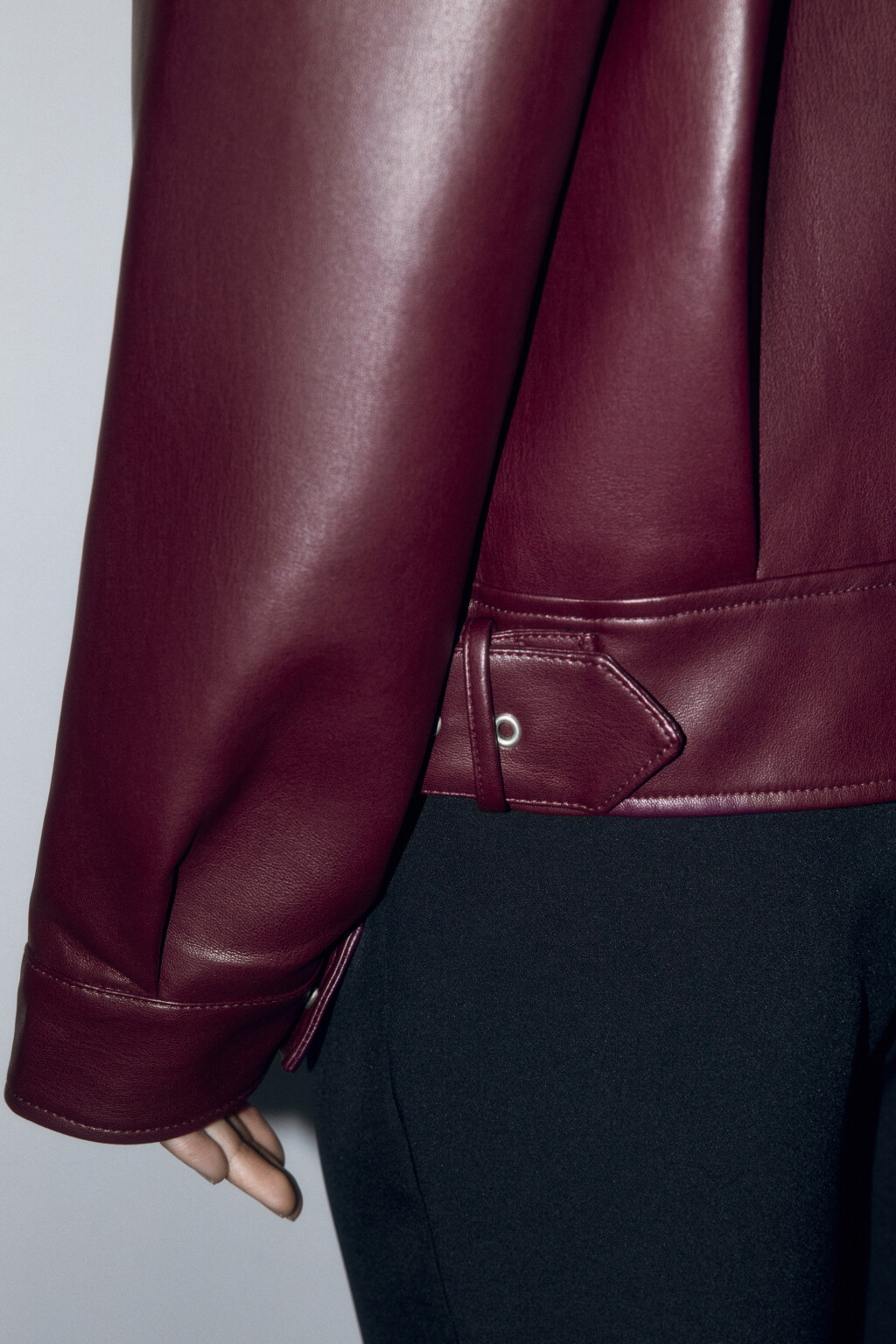 Куртка-косуха из искусственной кожи - цвет бордовый - 8