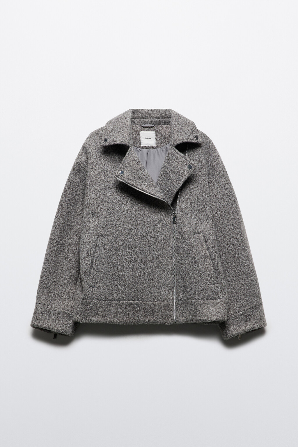 Куртка-косуха из драповой ткани с ворсом - цвет серый - 10