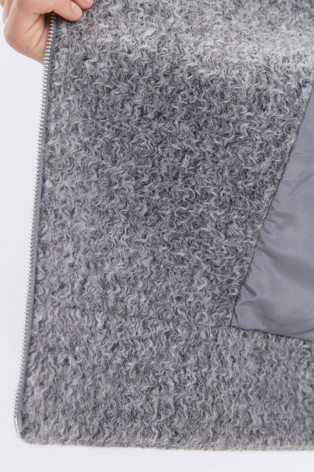 Куртка-косуха из драповой ткани с ворсом - цвет серый - 9