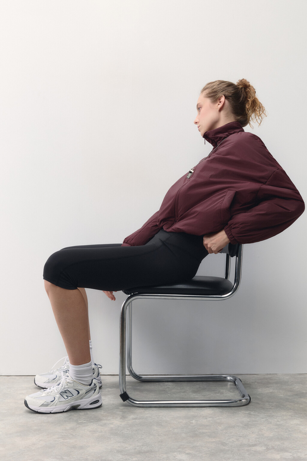 Куртка-олимпийка oversize спортивная с утеплением - цвет бордовый - 2