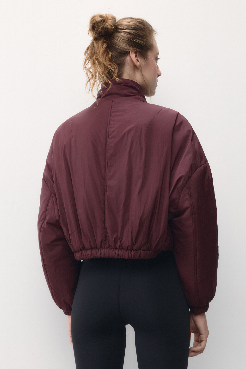 Куртка-олимпийка oversize спортивная с утеплением - цвет бордовый - 5