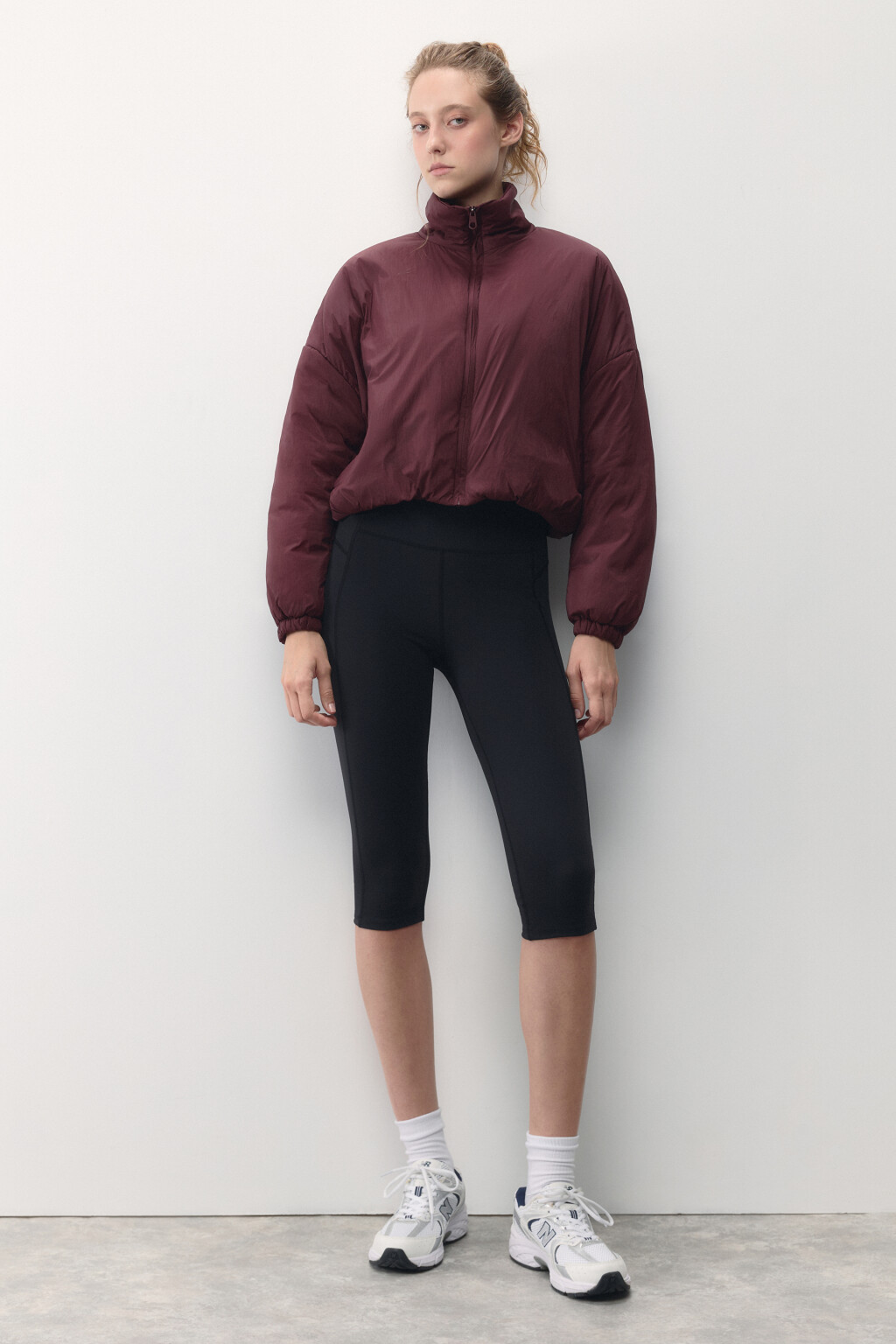 Куртка-олимпийка oversize спортивная с утеплением - цвет бордовый - 6