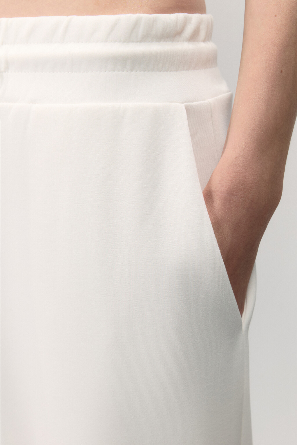 Брюки-джоггеры спортивные с поясом на завязках - цвет ванильный - 7