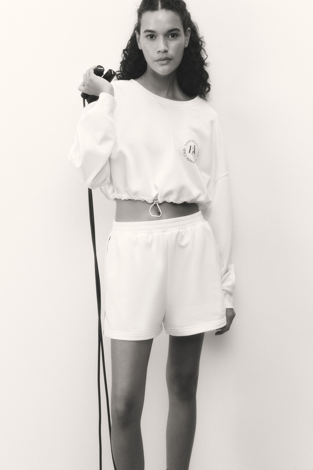 Шорты из футера спортивные с лампасами - цвет ванильный - 2