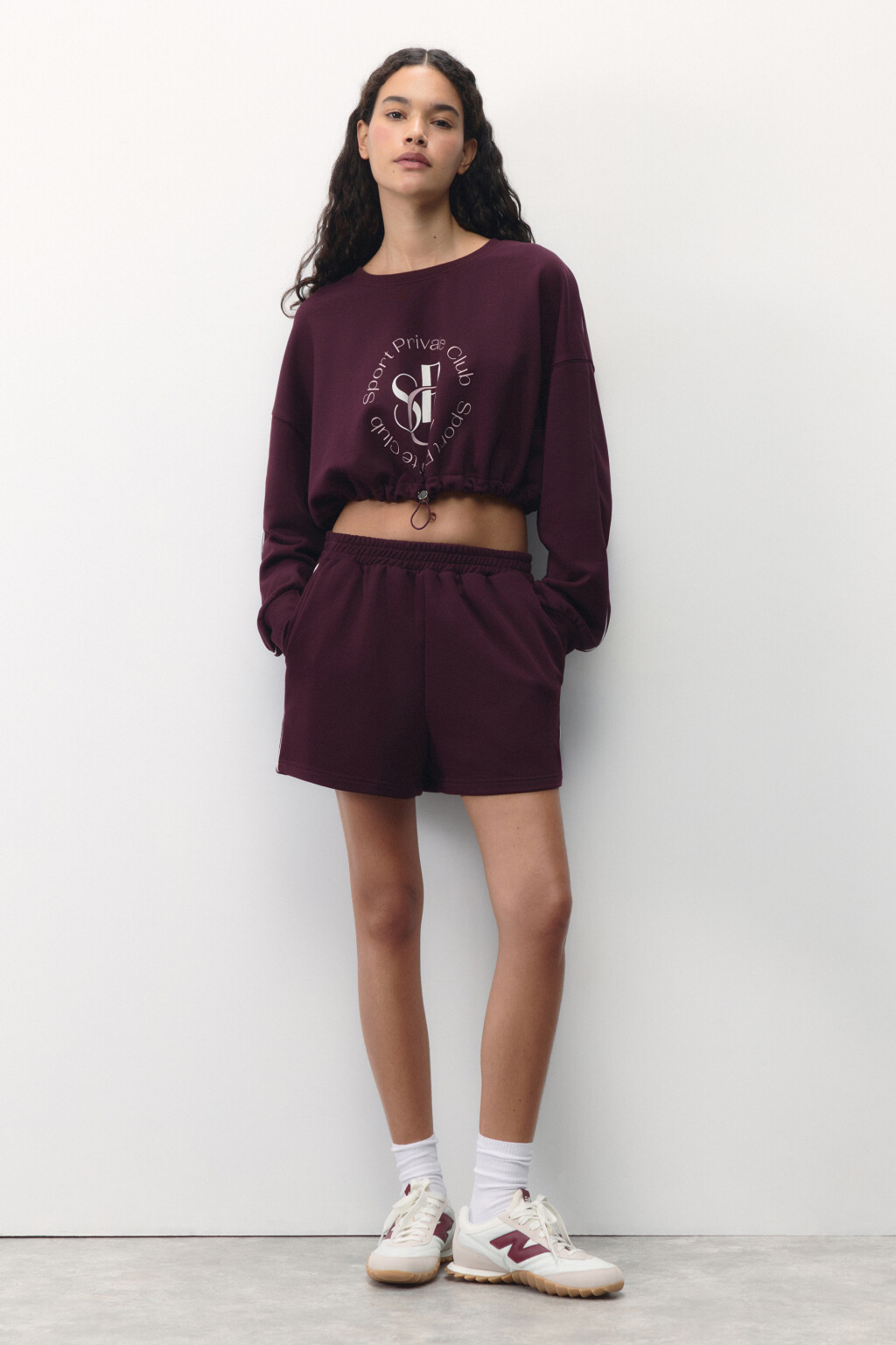 Шорты из футера спортивные с лампасами - цвет бордовый - 5