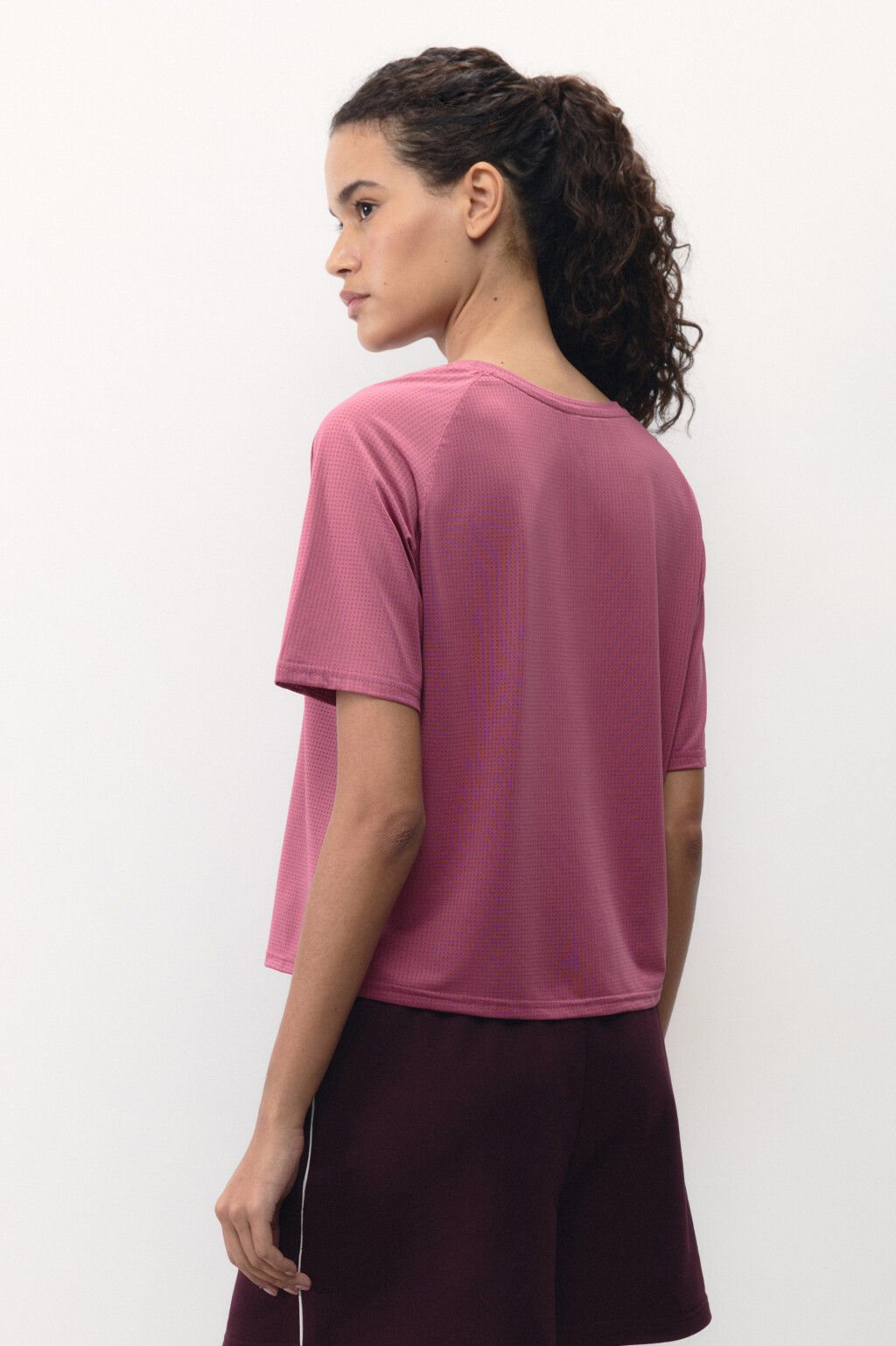 Футболка спортивная сетчатая с принтом - цвет розовый - 5