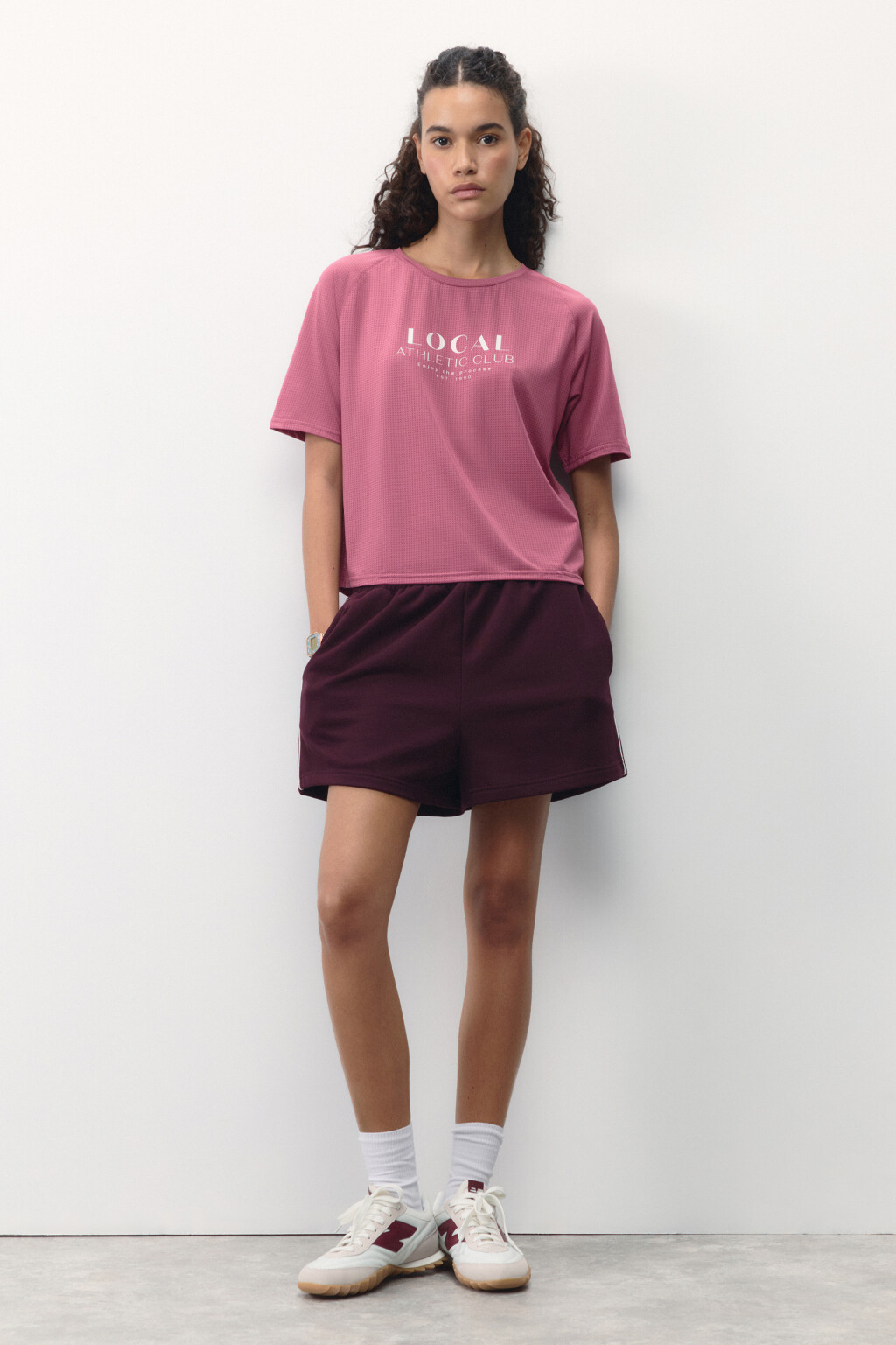 Футболка спортивная сетчатая с принтом - цвет розовый - 6