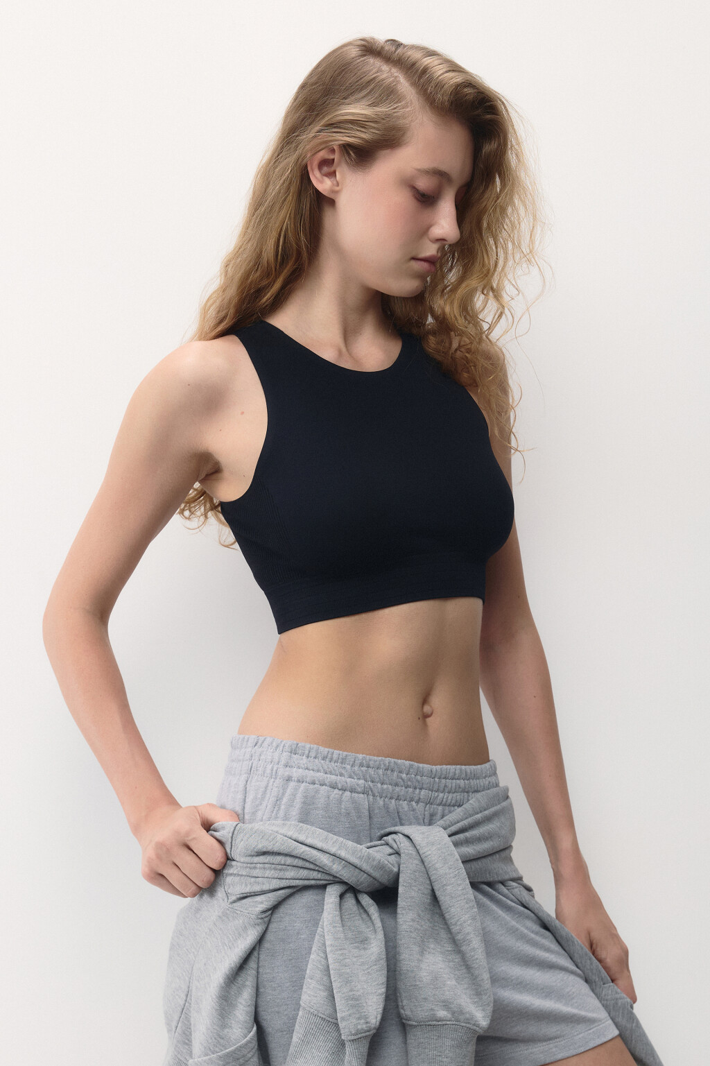 Майка-топ спортивная бесшовная с принтом - цвет черный - 4