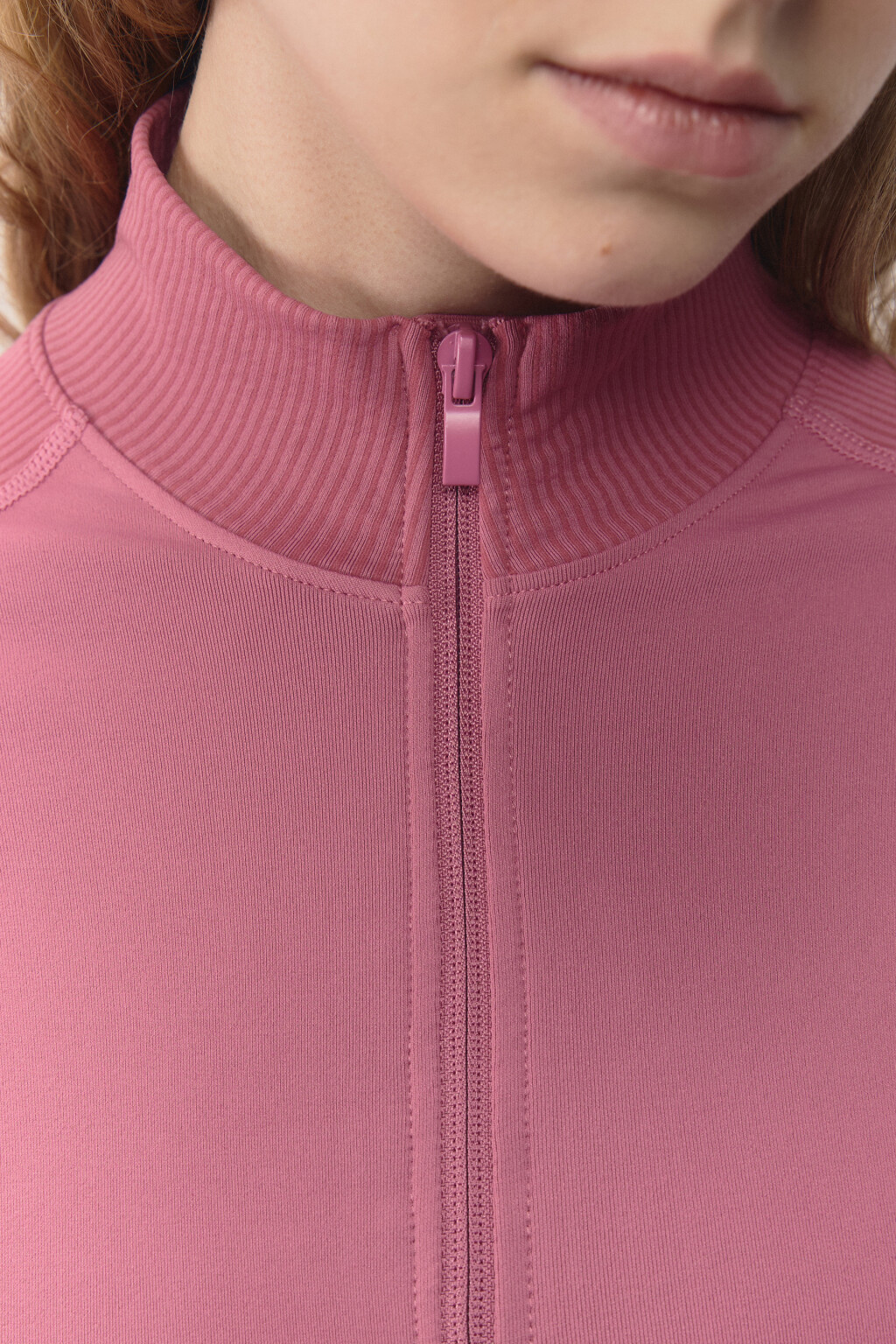 Лонгслив спортивный облегающий на молнии - цвет розовый - 7