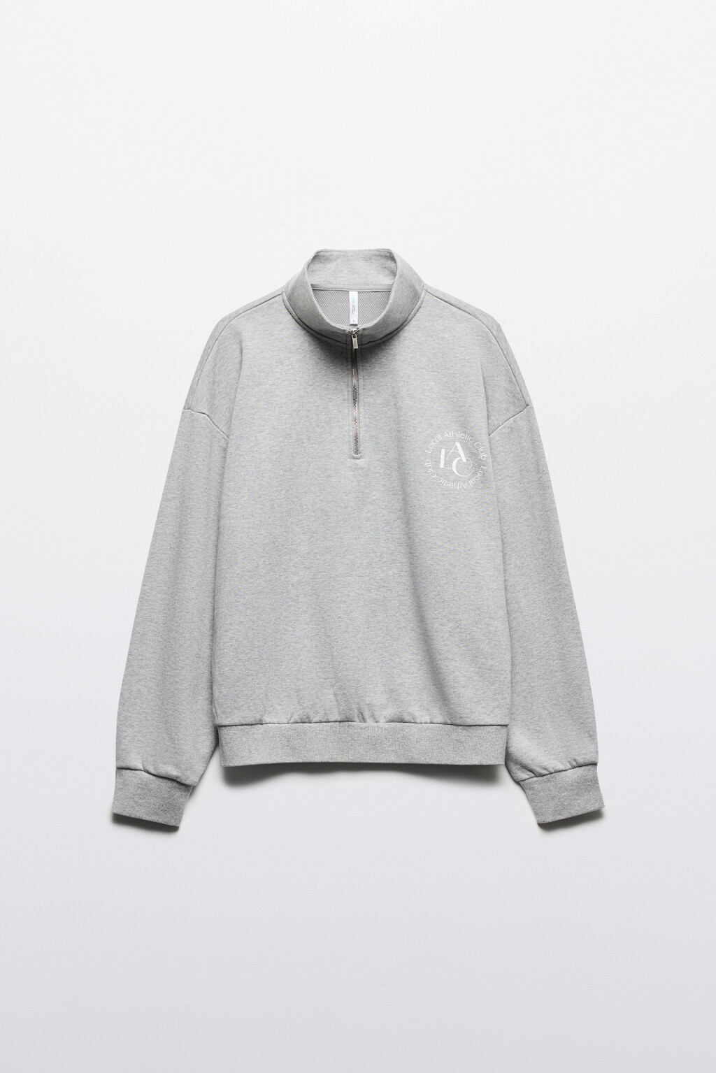 Худи half-zip спортивная с принтом - цвет серый - 9