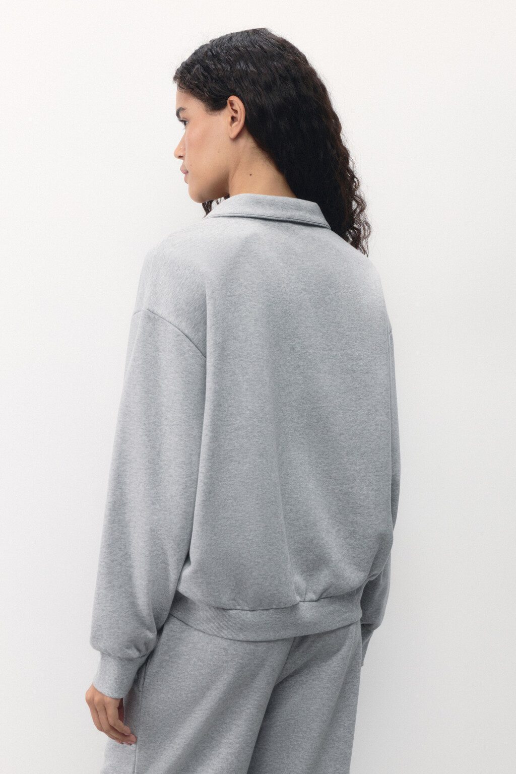 Худи half-zip спортивная с принтом - цвет серый - 5