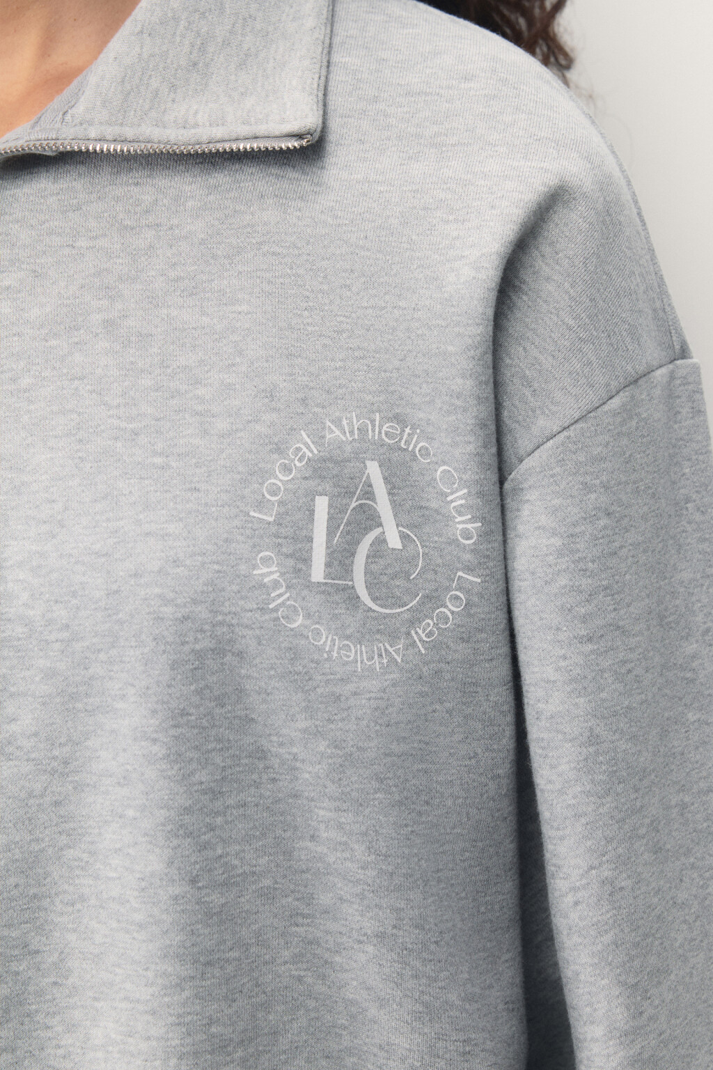 Худи half-zip спортивная с принтом - цвет серый - 8