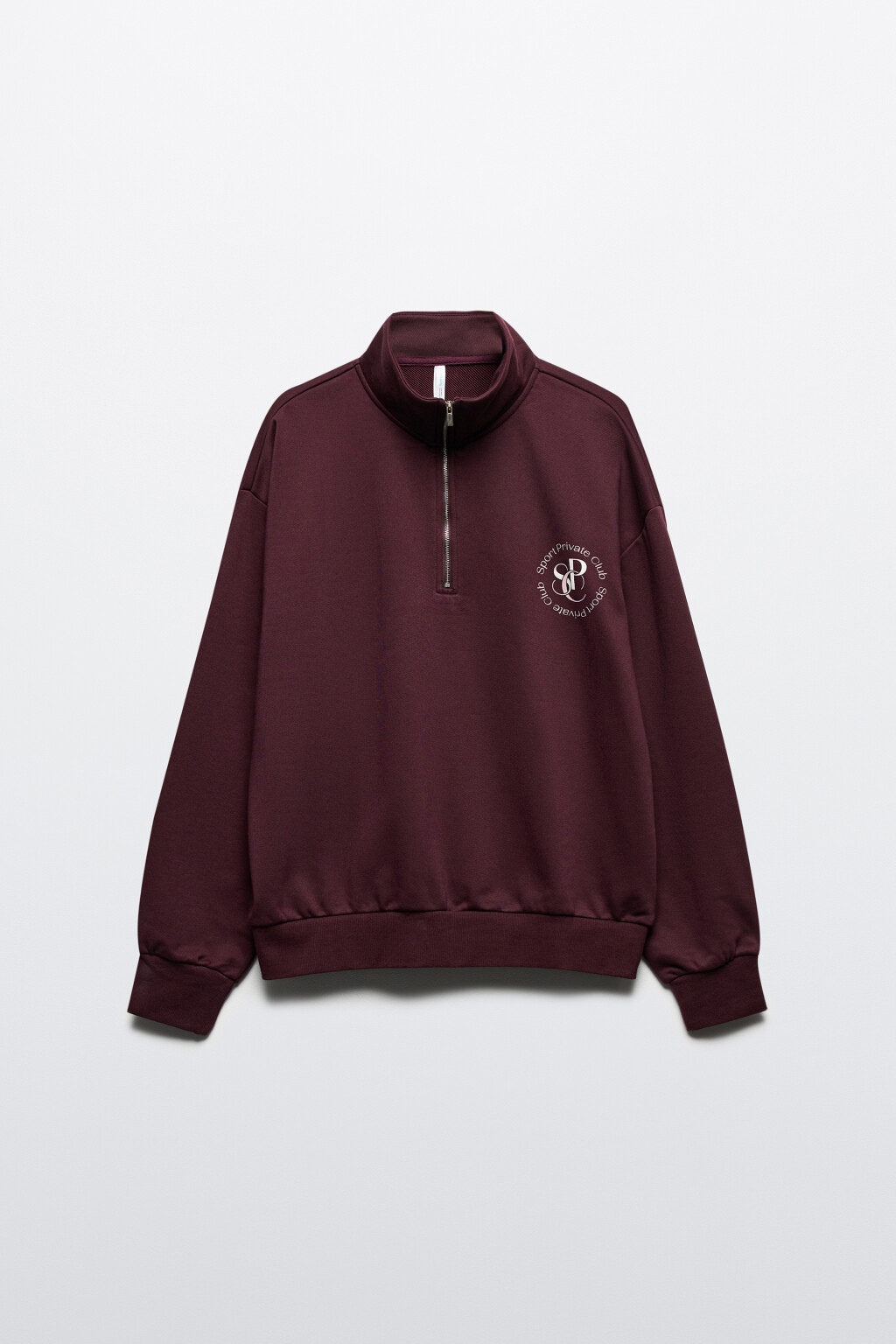 Худи half-zip спортивная с принтом - цвет бордовый - 9